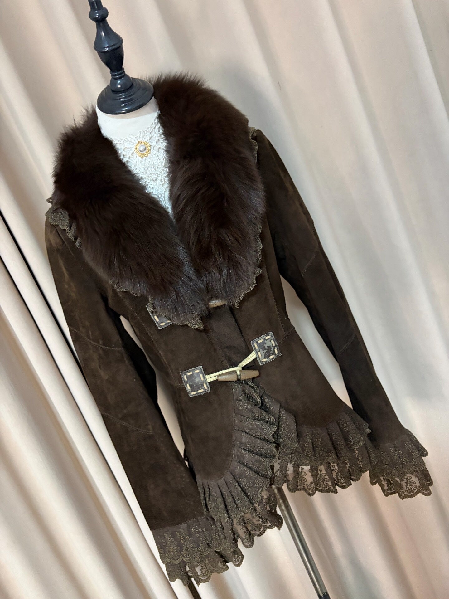 Vintage brown genuine fur coat