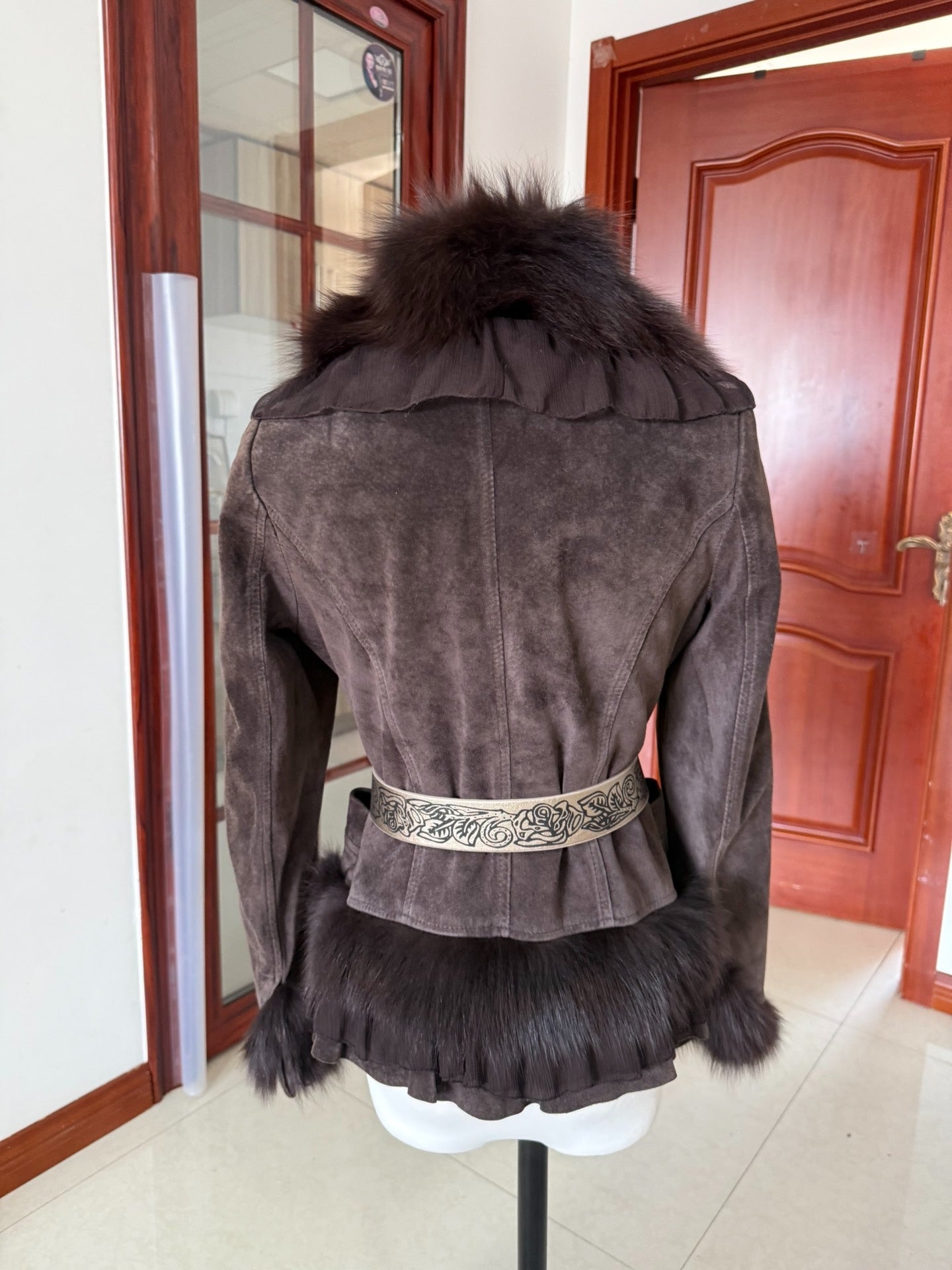 Vintage brown genuine fur coat