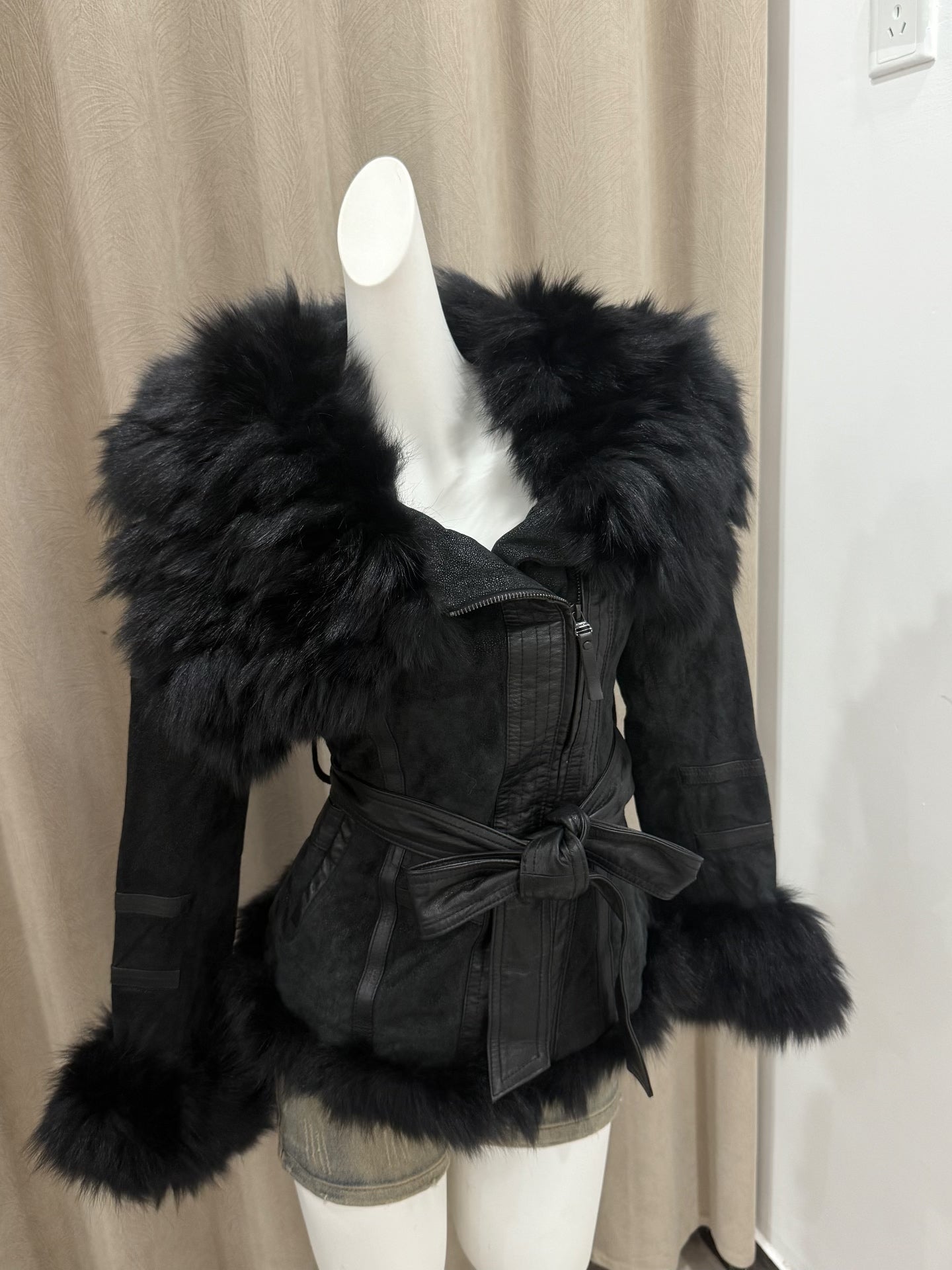 Vintage black genuine fur coat