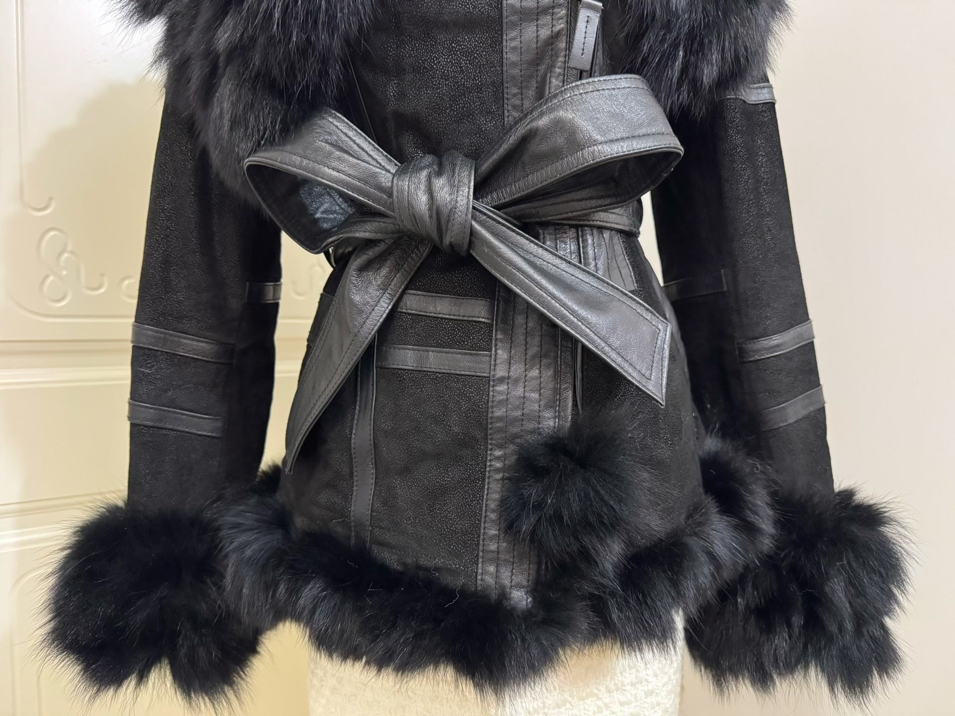 Vintage black real fur coat