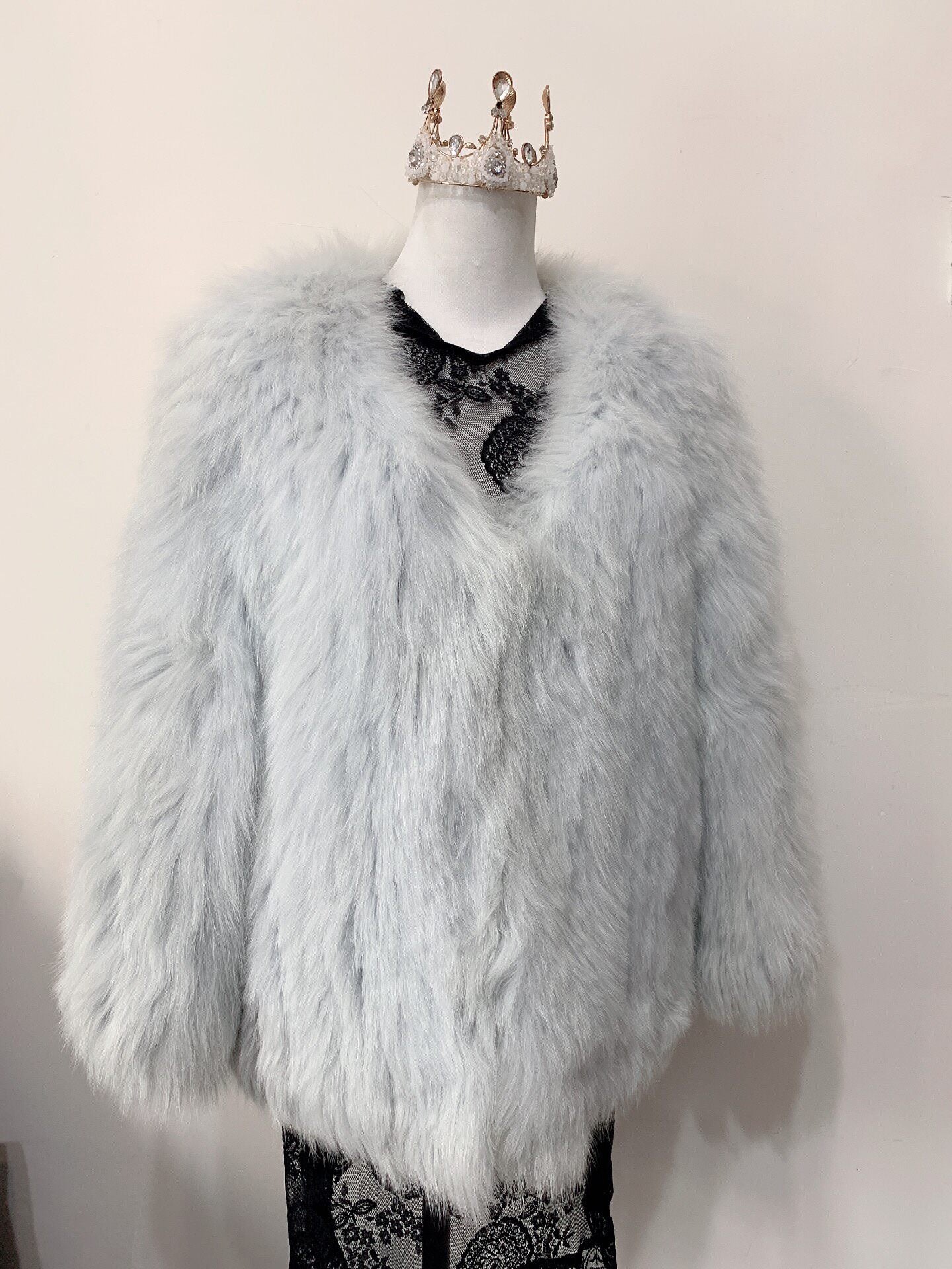 Vintage Blue Genuine Fur Coat