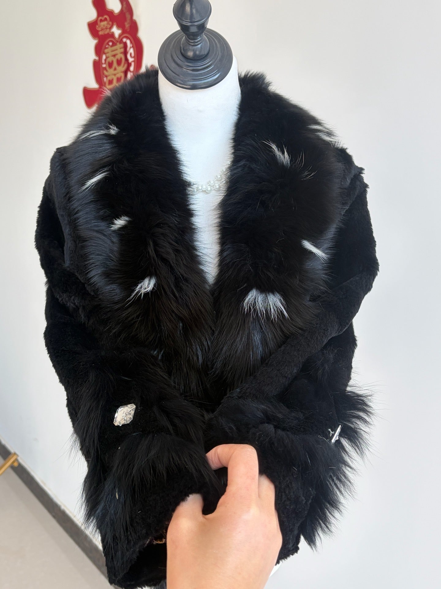 Vintage black fox fur coat