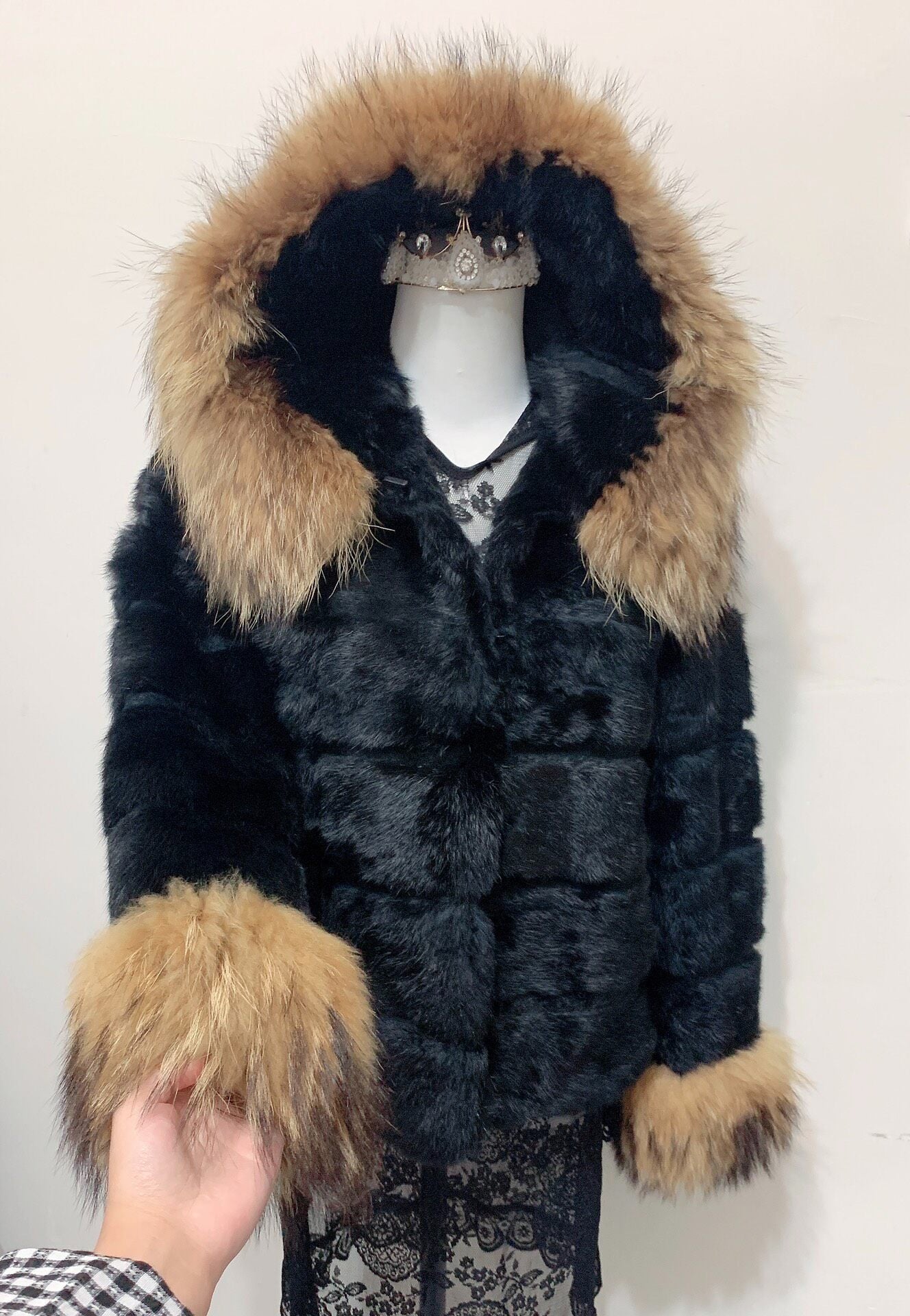 Vintage Black Genuine Fur Coat