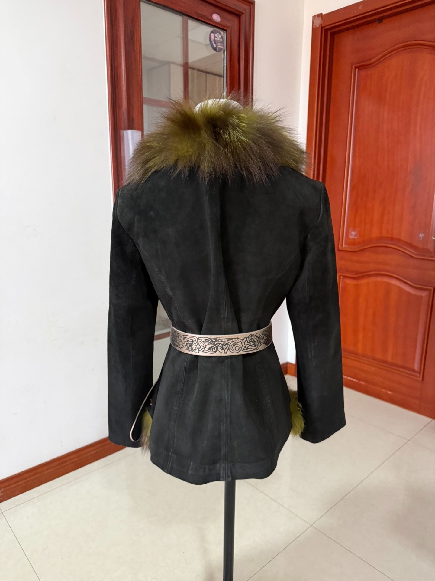 Vintage fur coat with fox fur collar