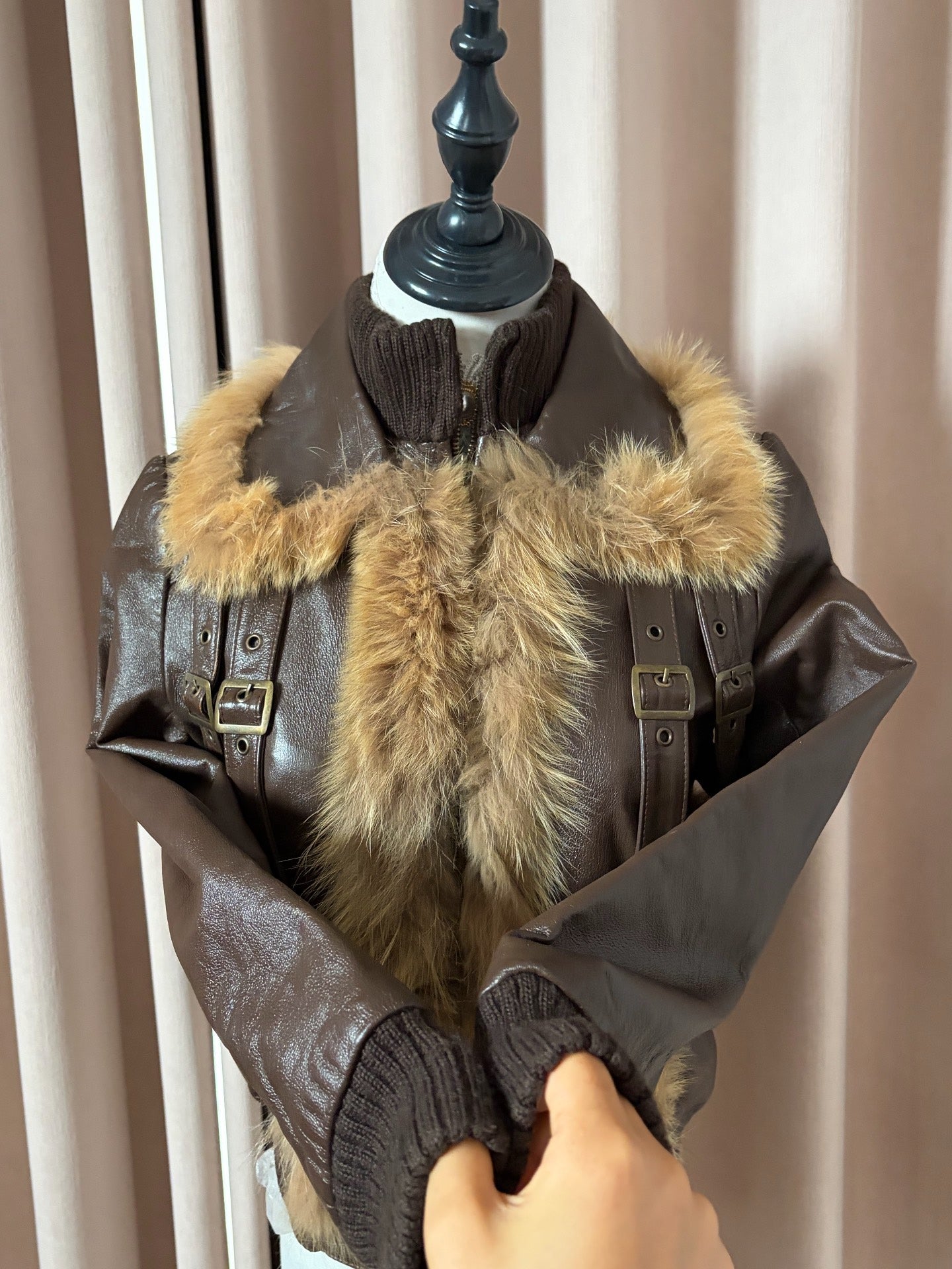 Vintage genuine fur and leather jacket/coat