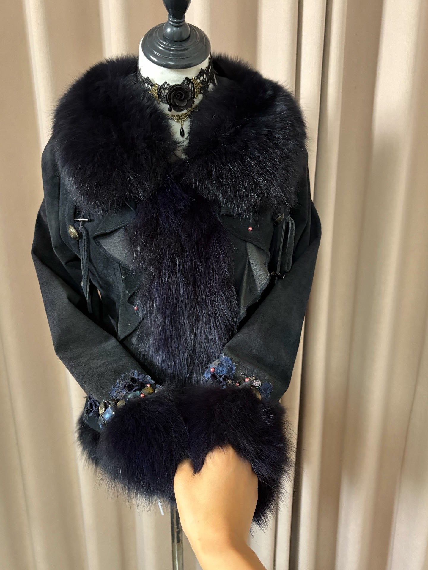 Vintage black genuine fur coat