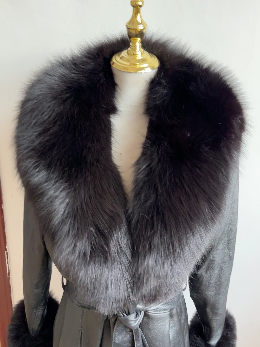Vintage genuine leather long coat