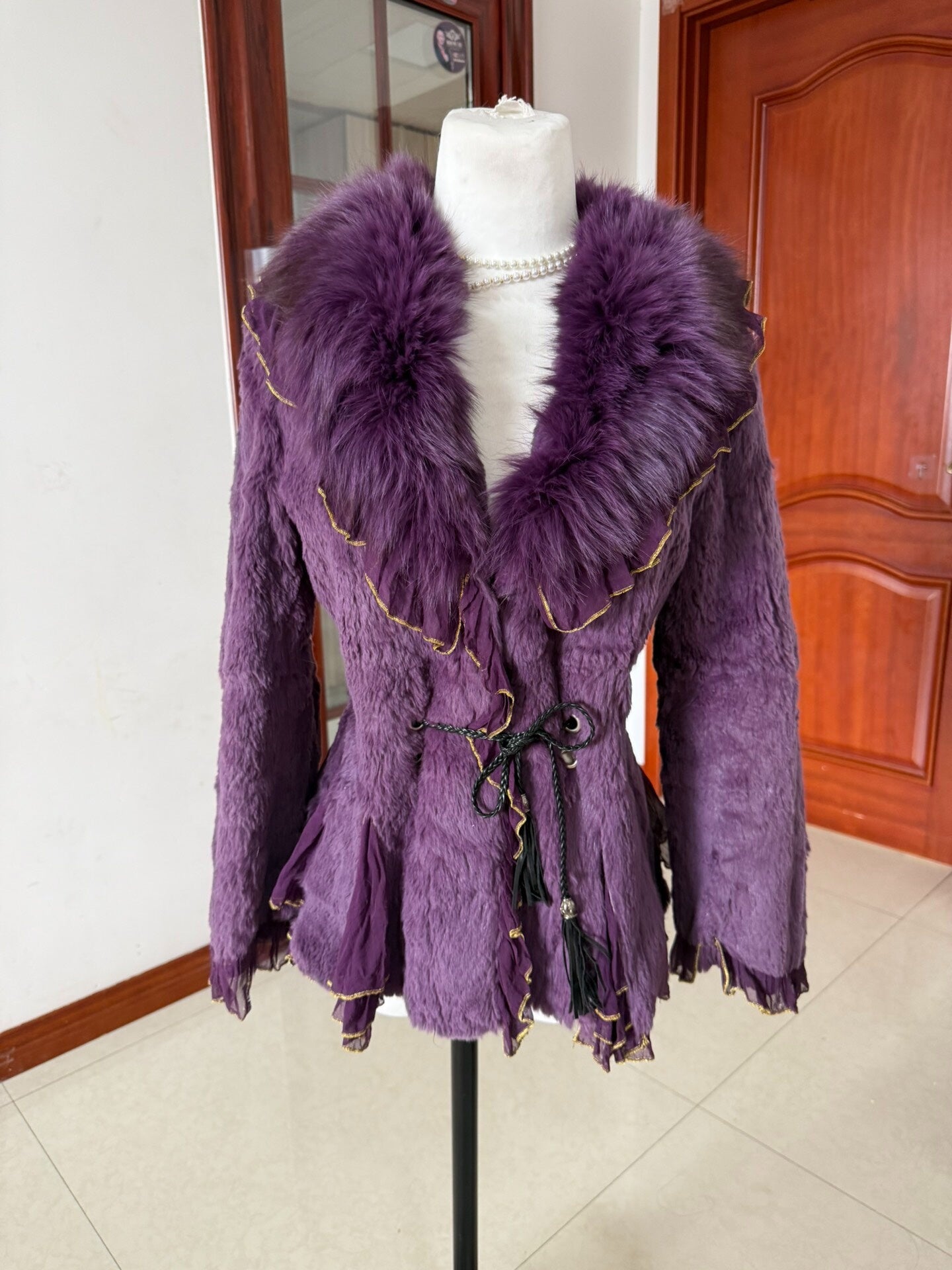 Vintage purple genuine fur coat