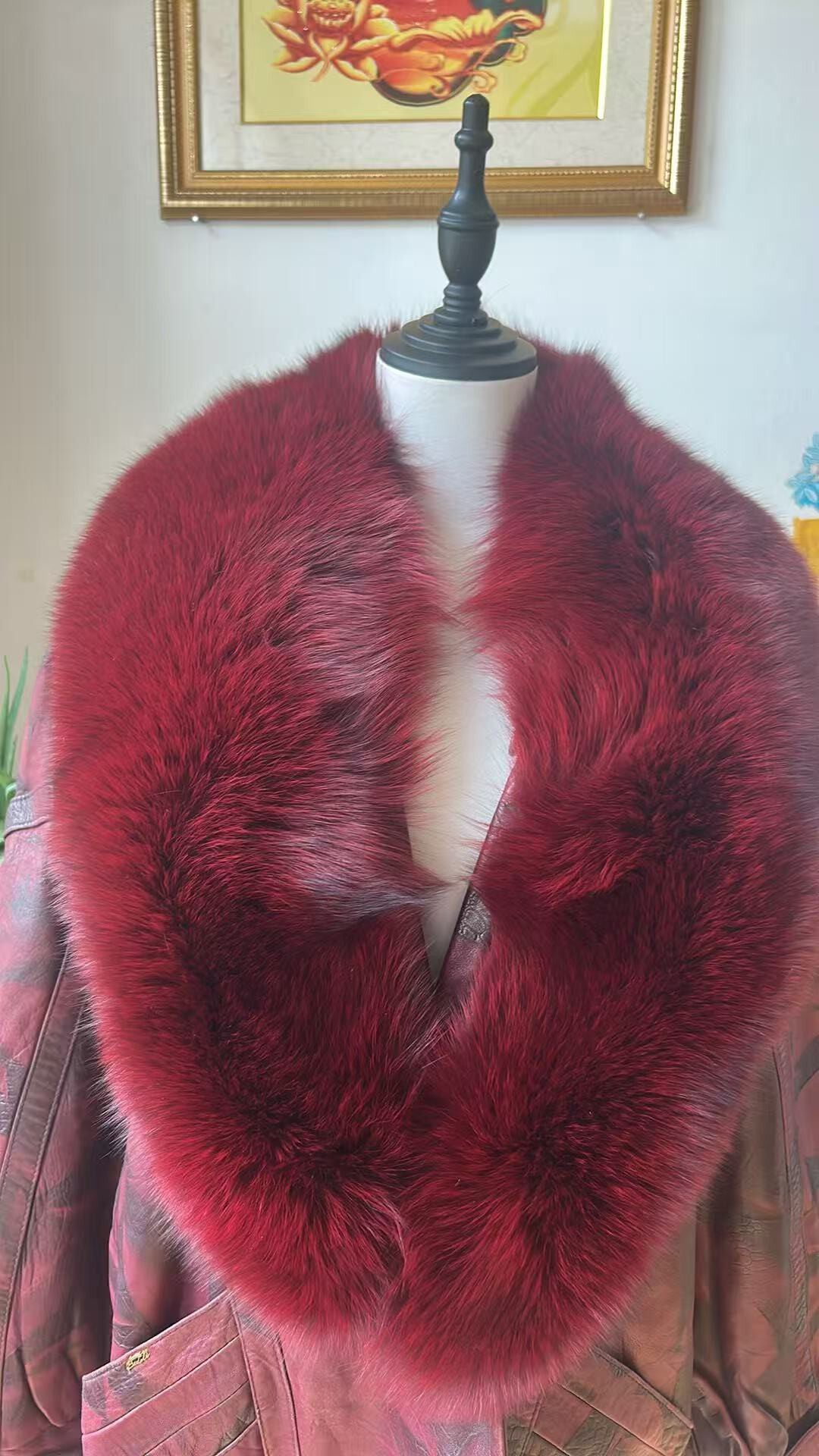 Vintage genuine leather long coat