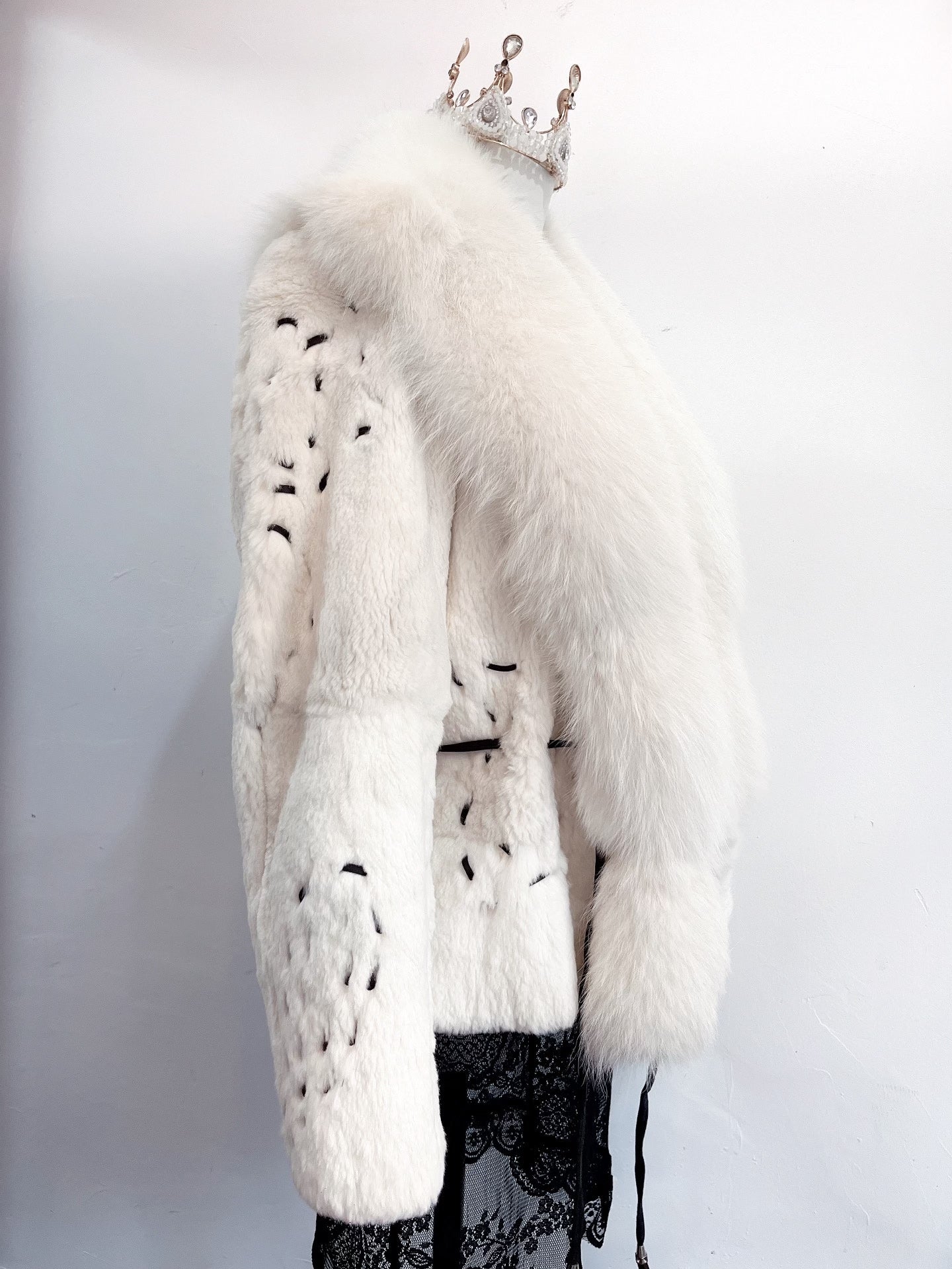 Vintage White Genuine Fur Coat
