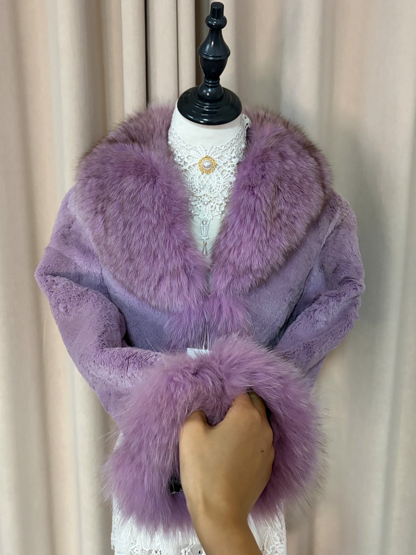 Vintage purple real fur coat