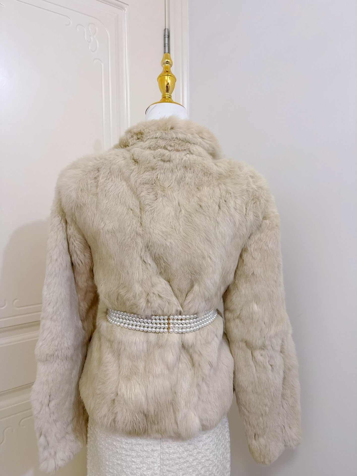 Vintage greige rabbit fur coat