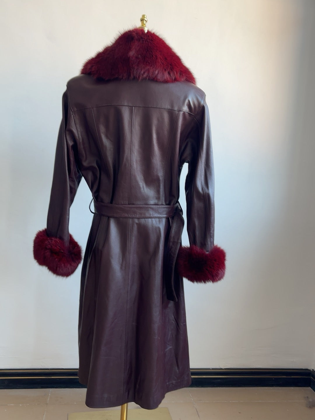 Vintage genuine leather long coat