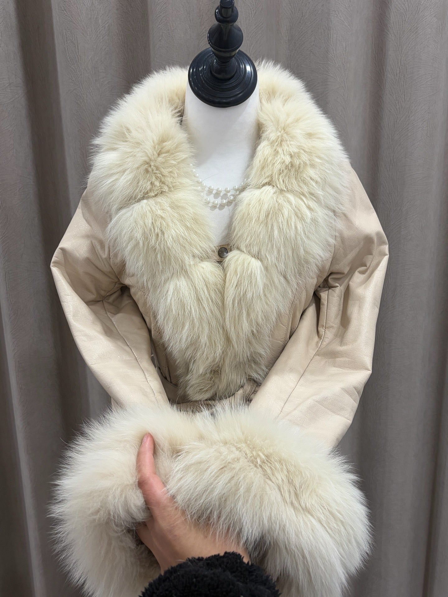 Vintage off-white fox fur coat