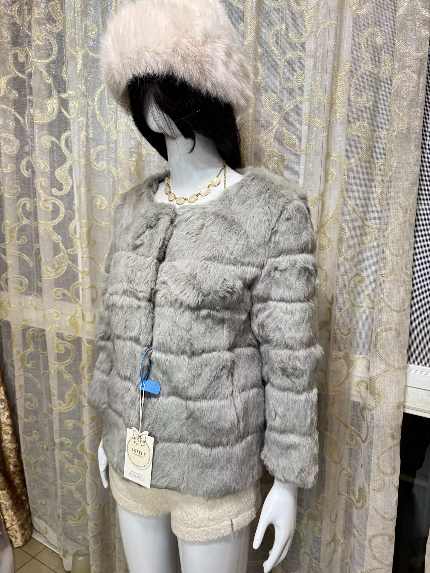 Vintage Grey Genuine Fur Coat