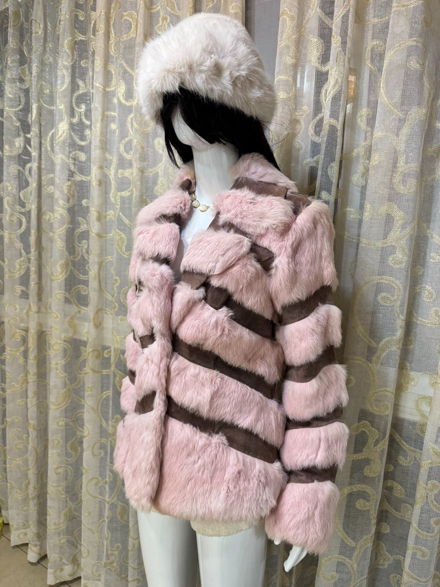 Vintage Pink Genuine Fur Coat