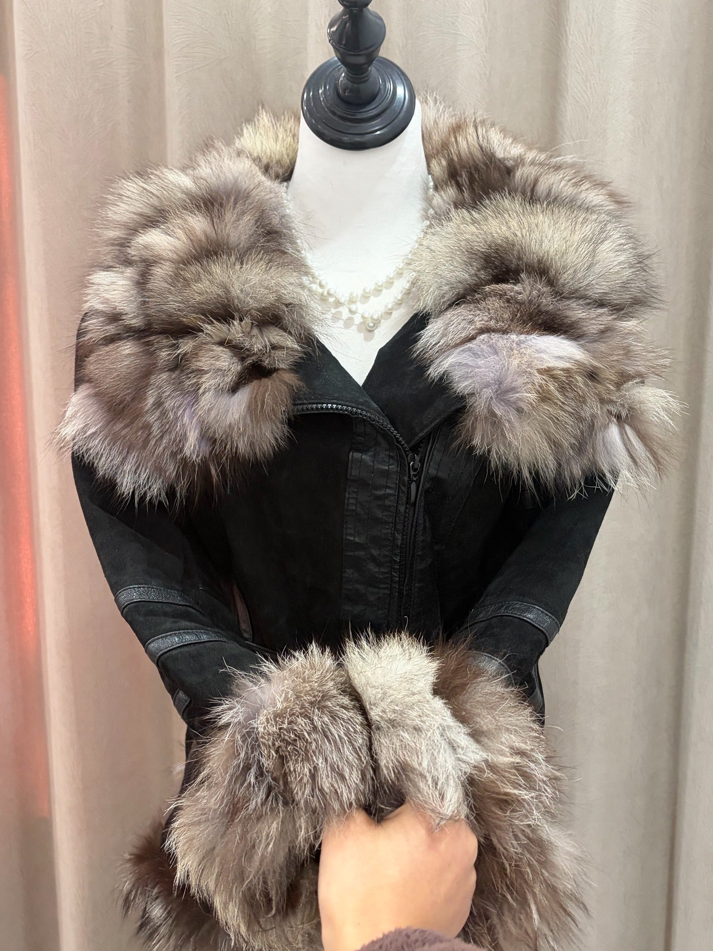 Vintage black genuine fur coat