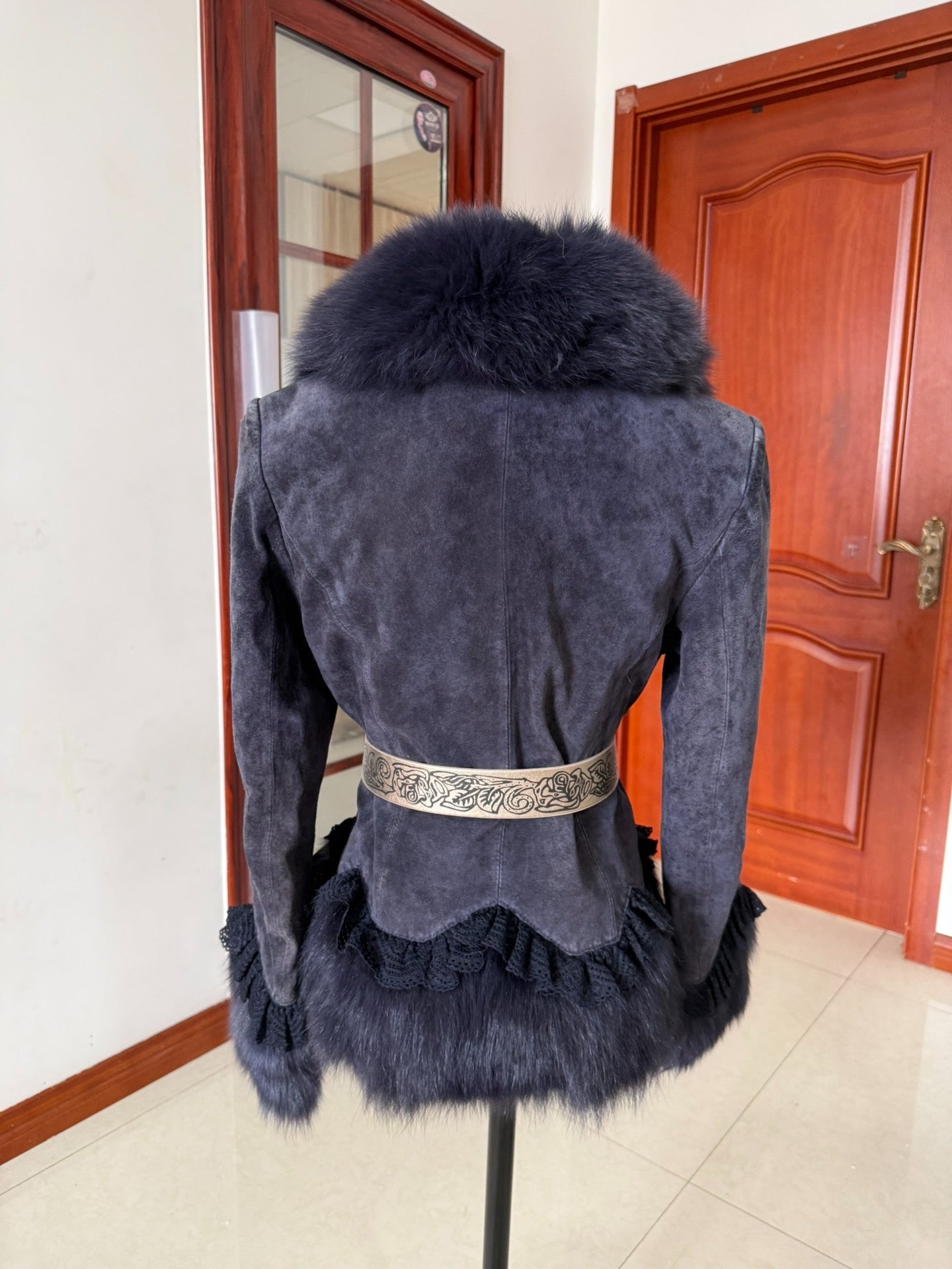 Vintage purple genuine fur coat