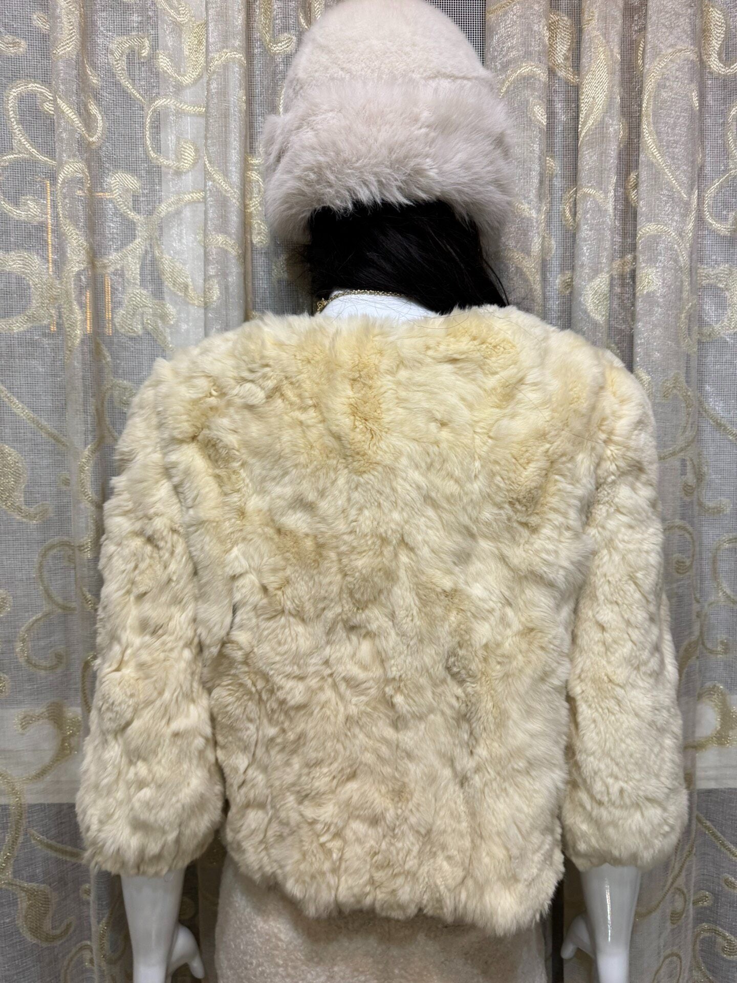 Vintage Beige Genuine Fur Coat