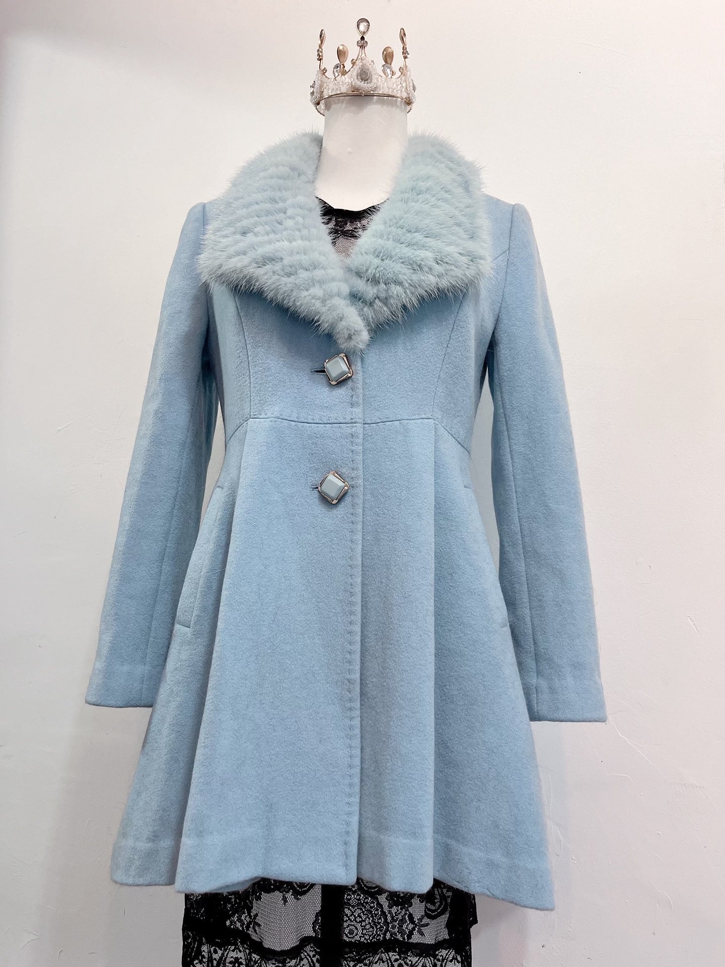 Vintage Blue Genuine Fur Coat