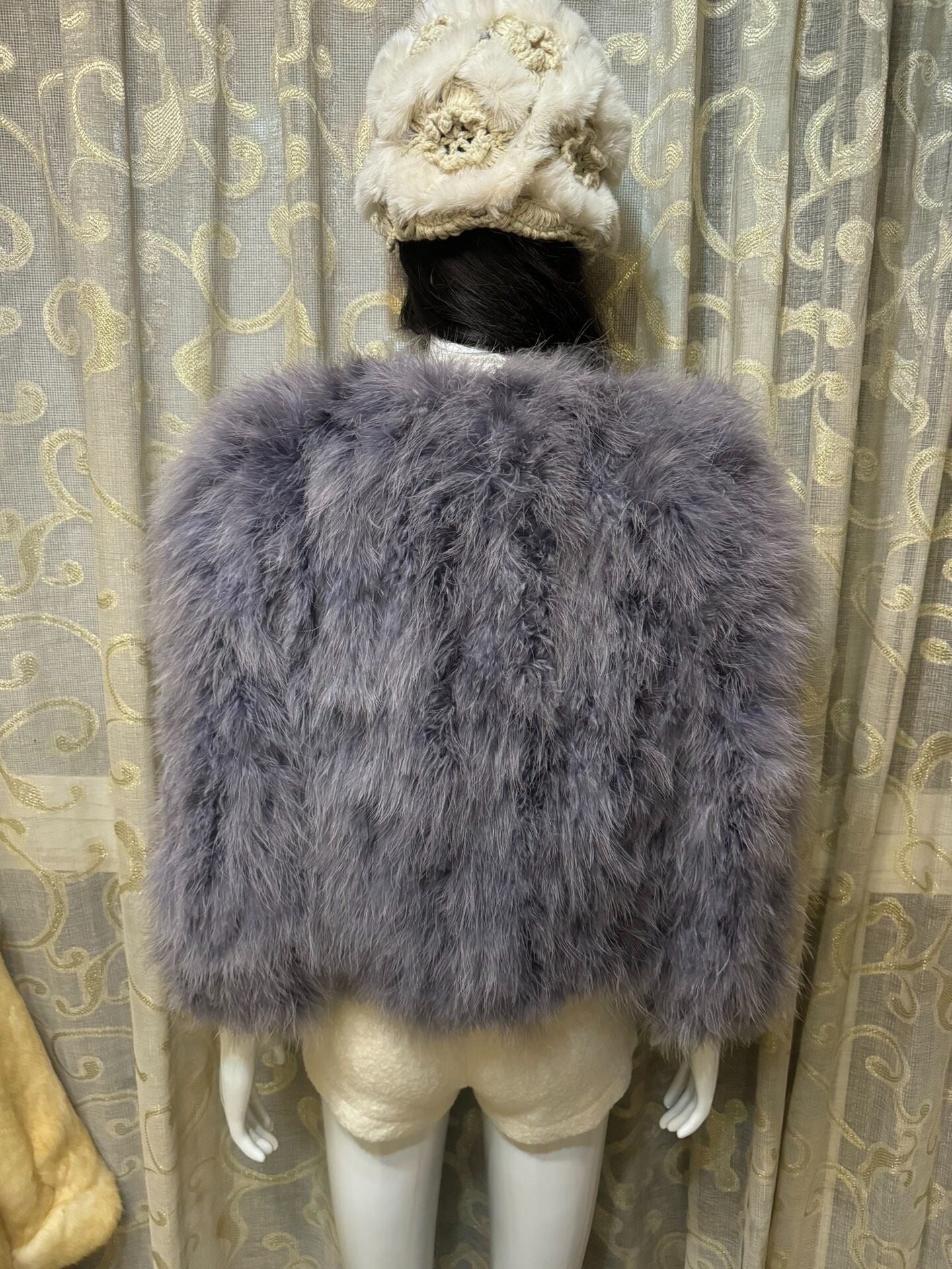 Vintage Blue-Purple Genuine Fur Coat