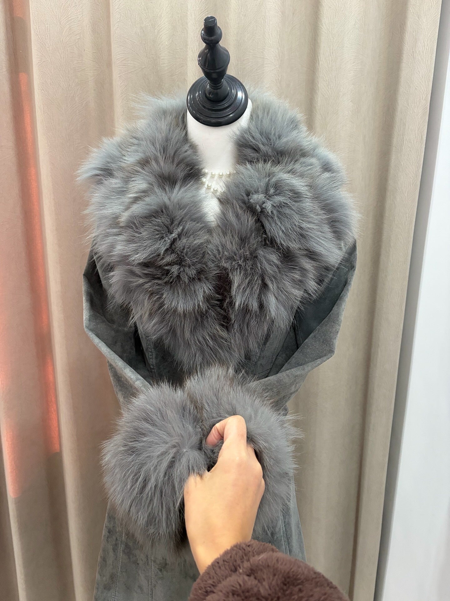 Vintage grey fox fur coat