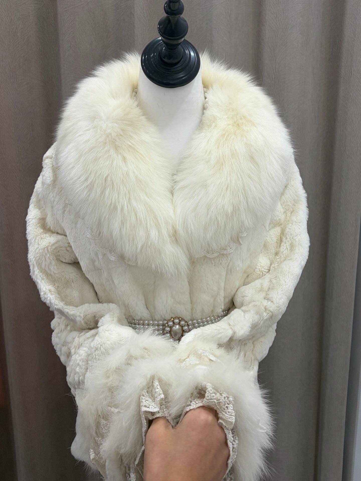 Vintage white genuine fur coat