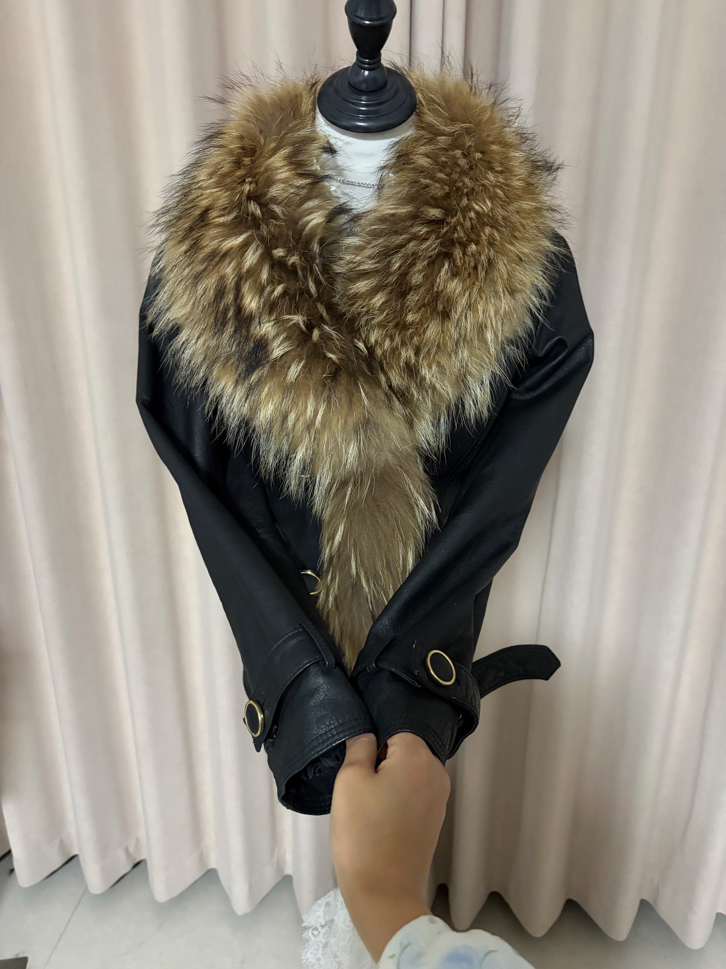 Vintage genuine fur and leather jacket