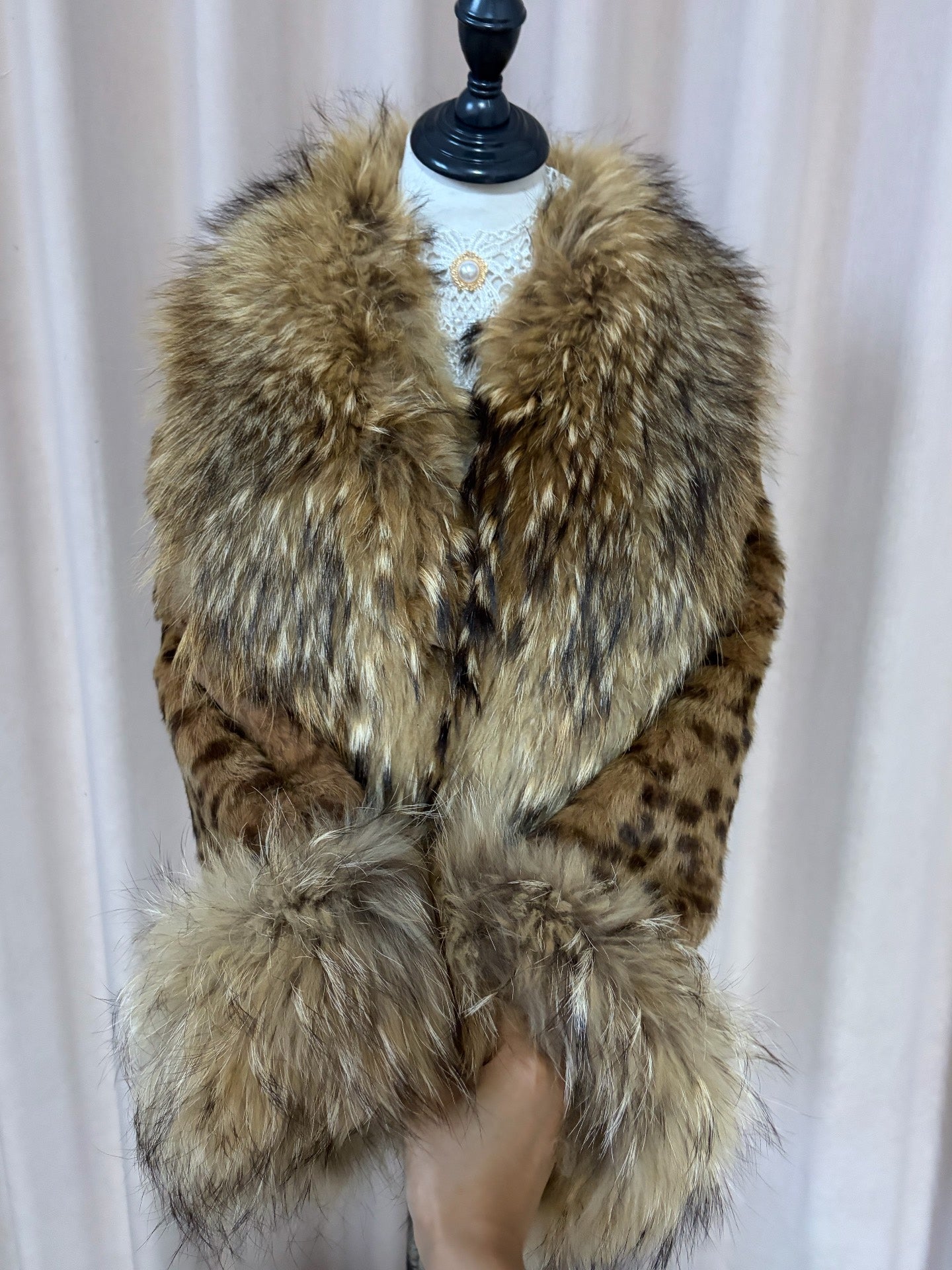 Vintage genuine leopard-print fur coat