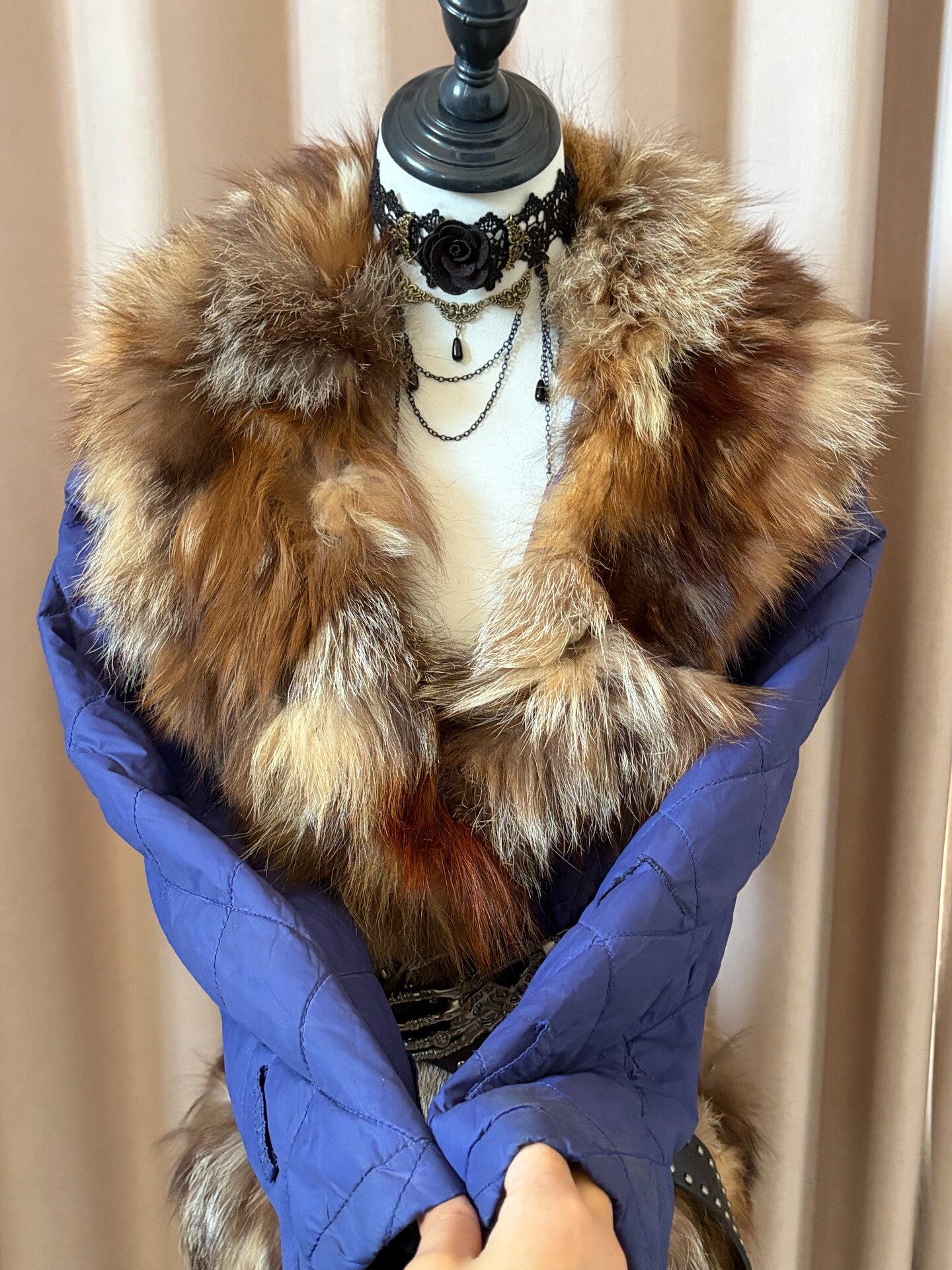 Vintage Italian PAQUITO fox fur collar coat