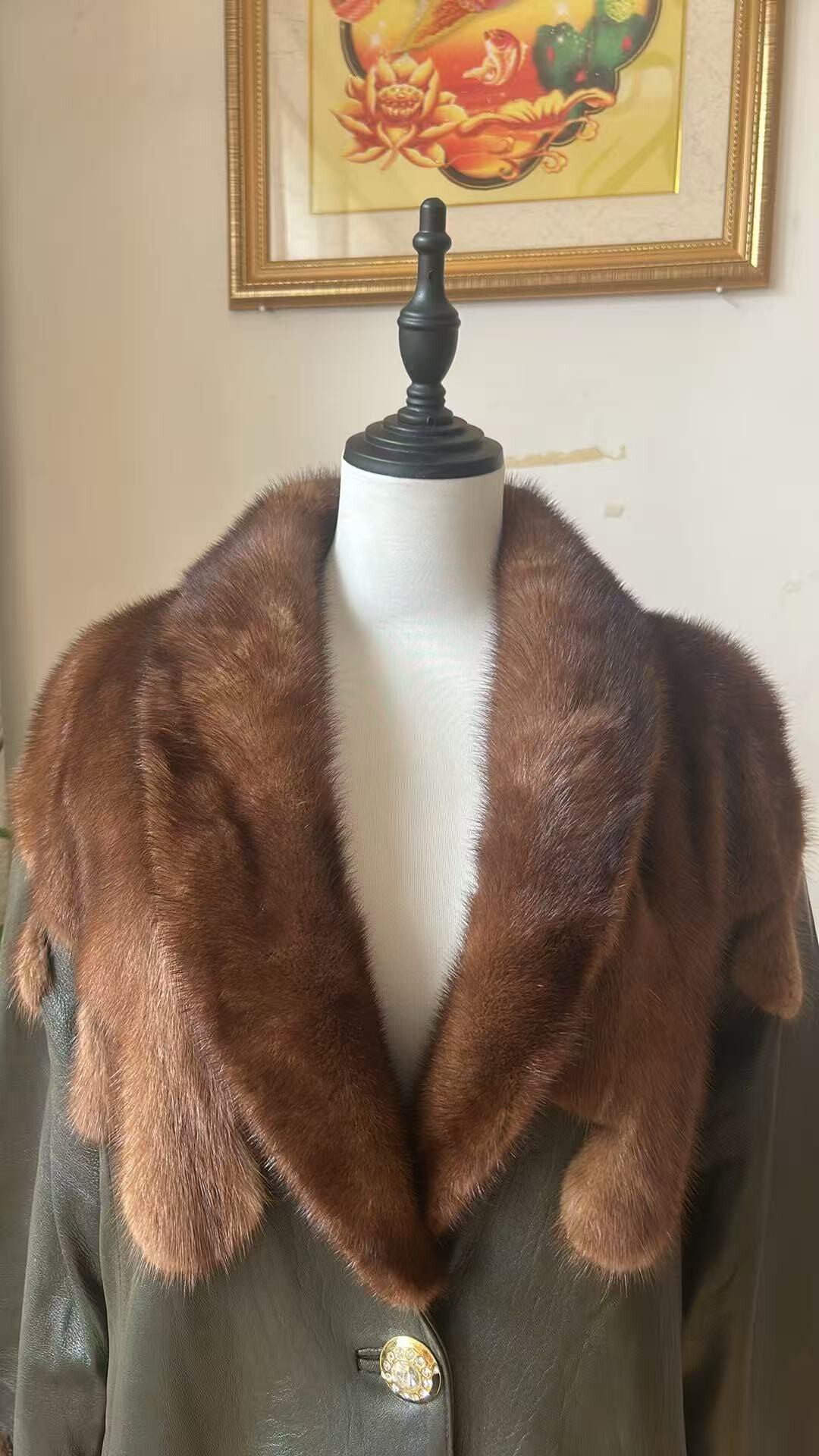 Vintage genuine leather long coat