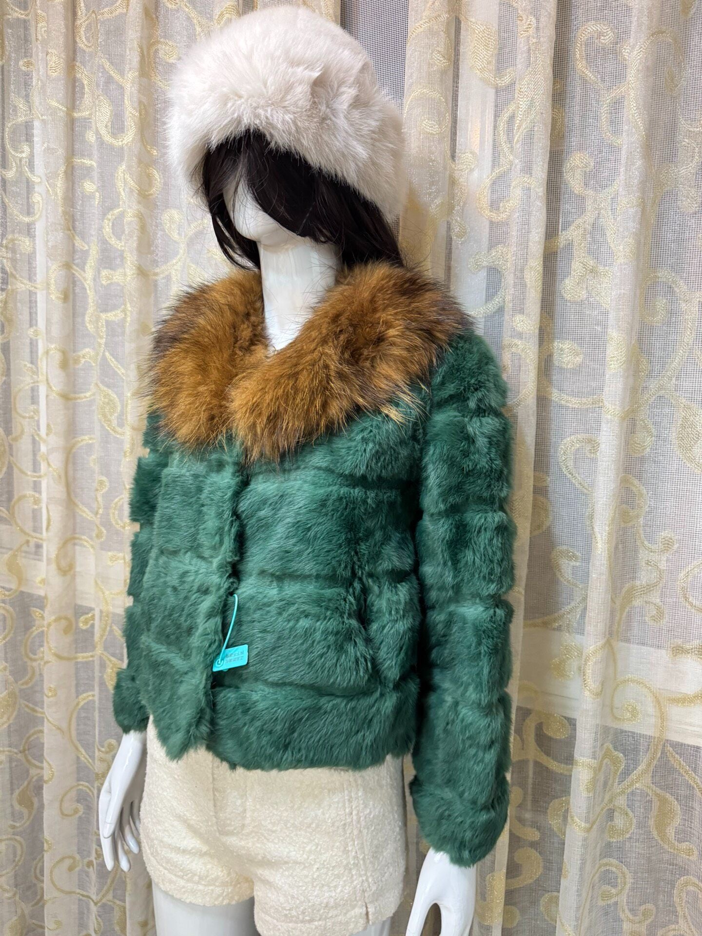 Vintage Dark Green Genuine Fur Coat