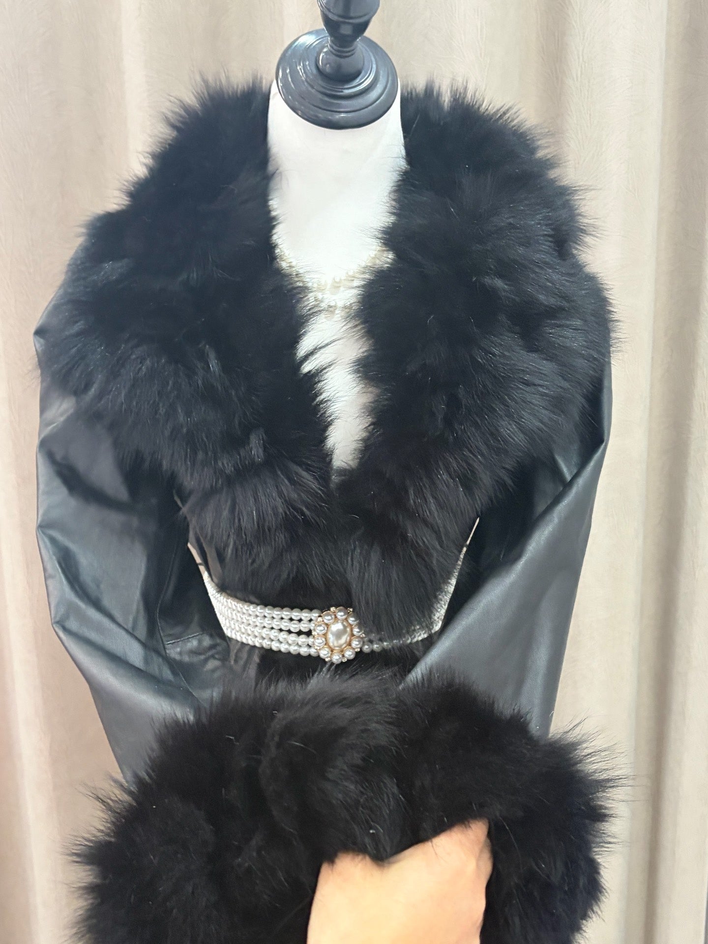 Vintage black genuine fur coat