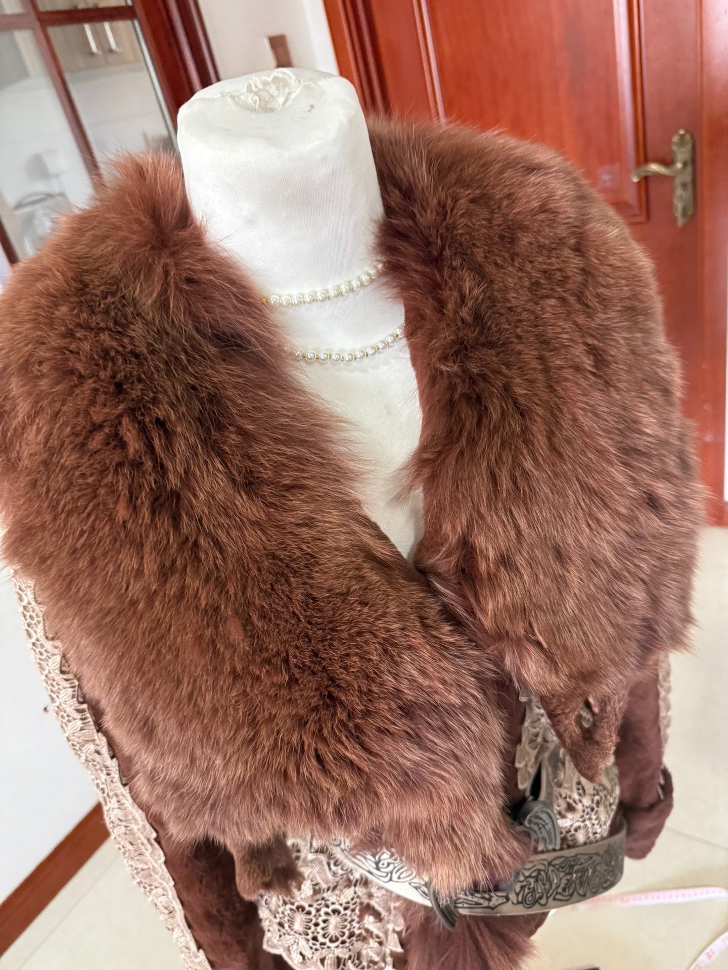 Vintage brown genuine fur coat