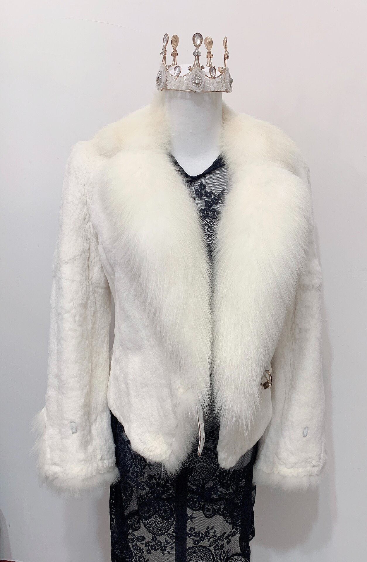 Vintage White Genuine Fur Coat