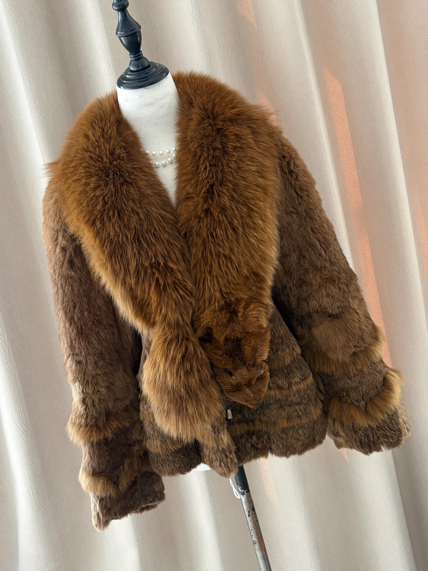 Vintage brown genuine fur coat