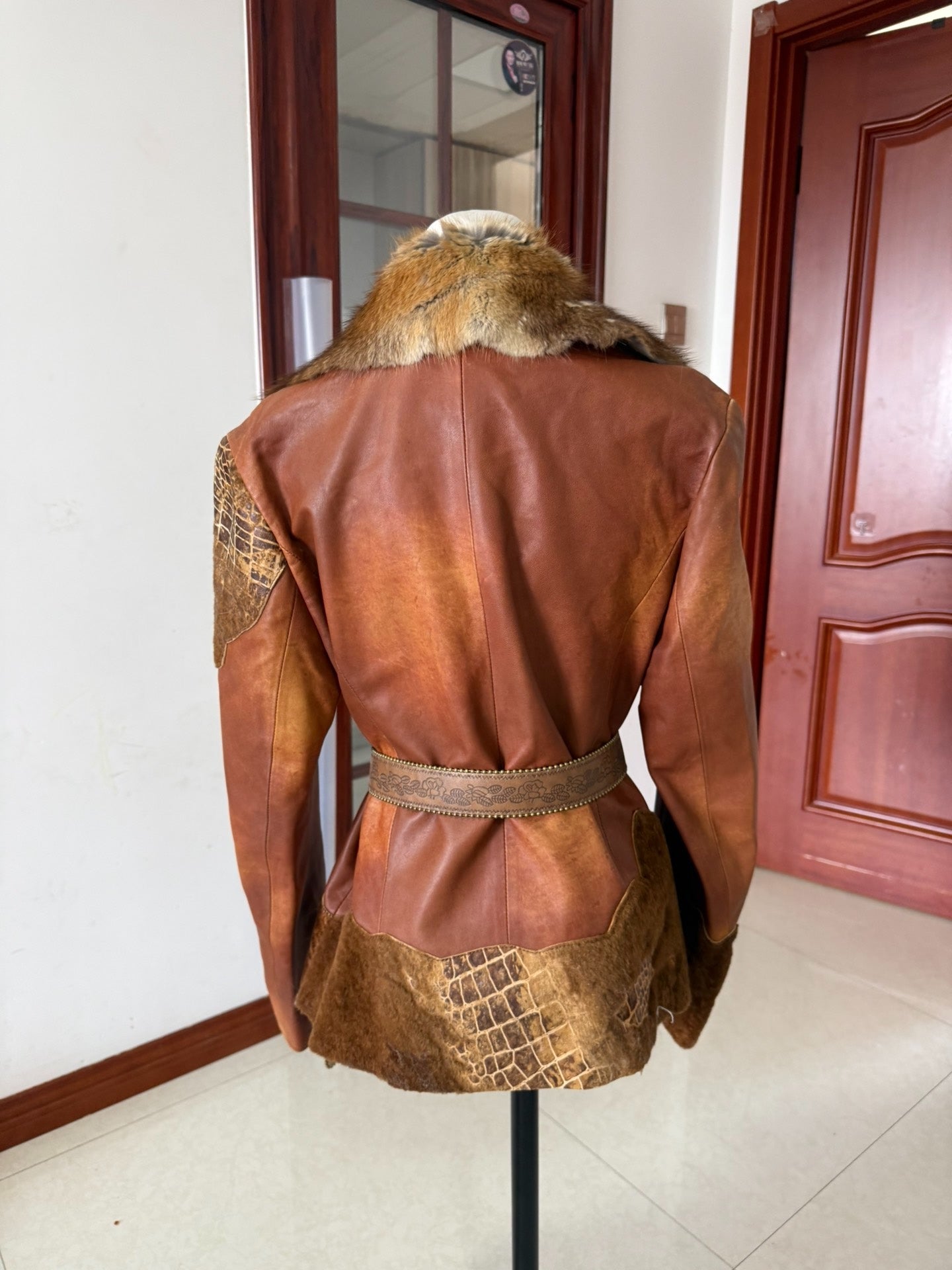 Vintage genuine shearling and leather coat