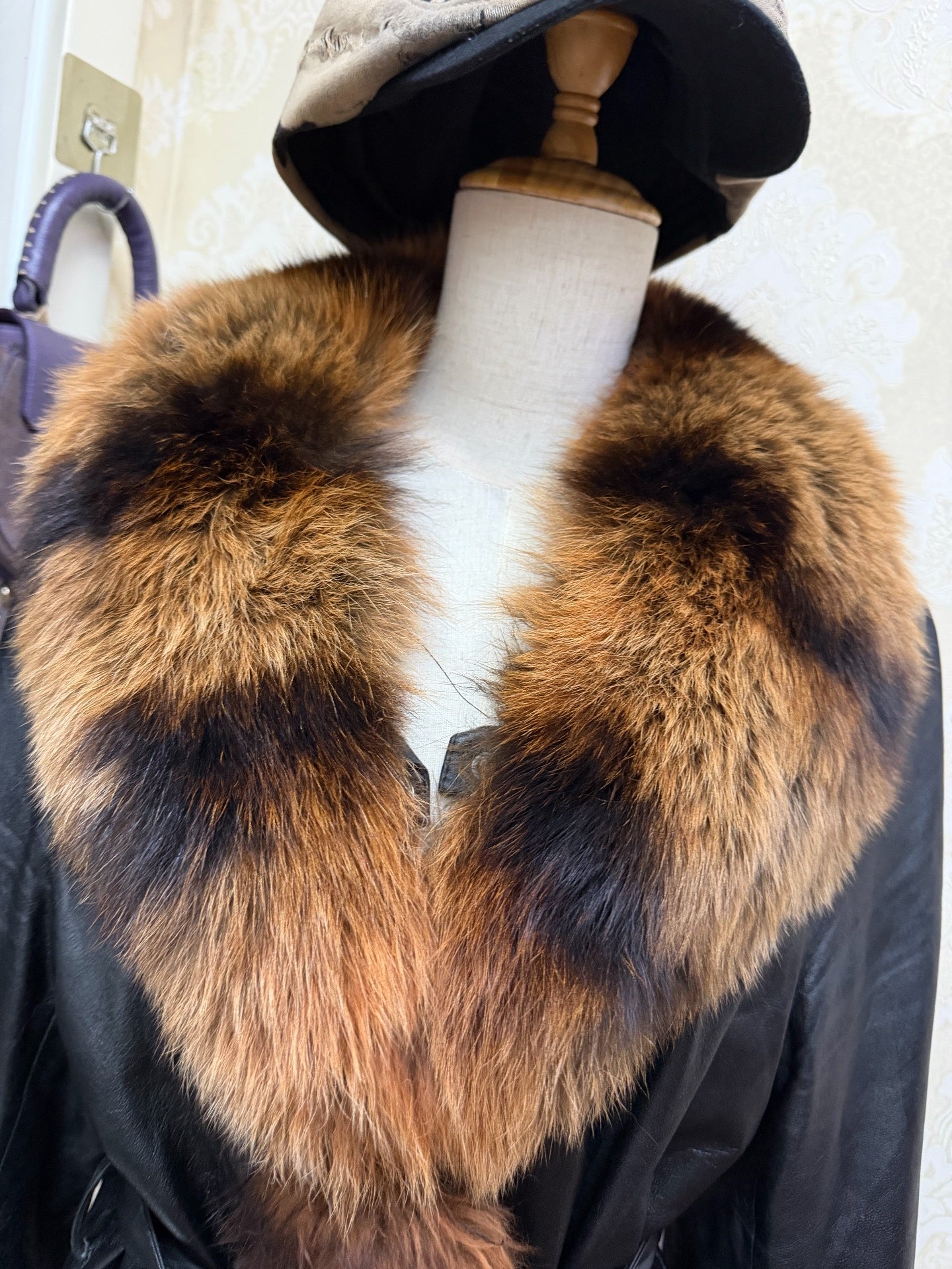 Vintage black genuine fur coat