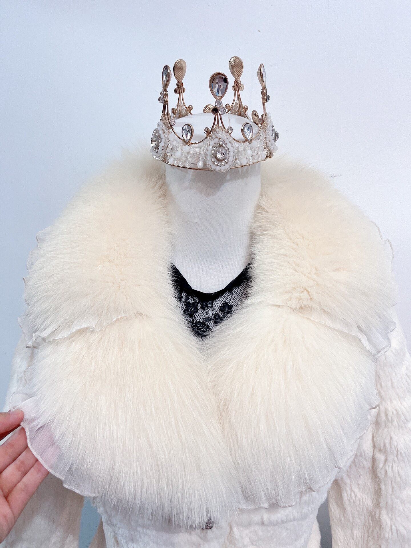 Vintage White Genuine Fur Coat