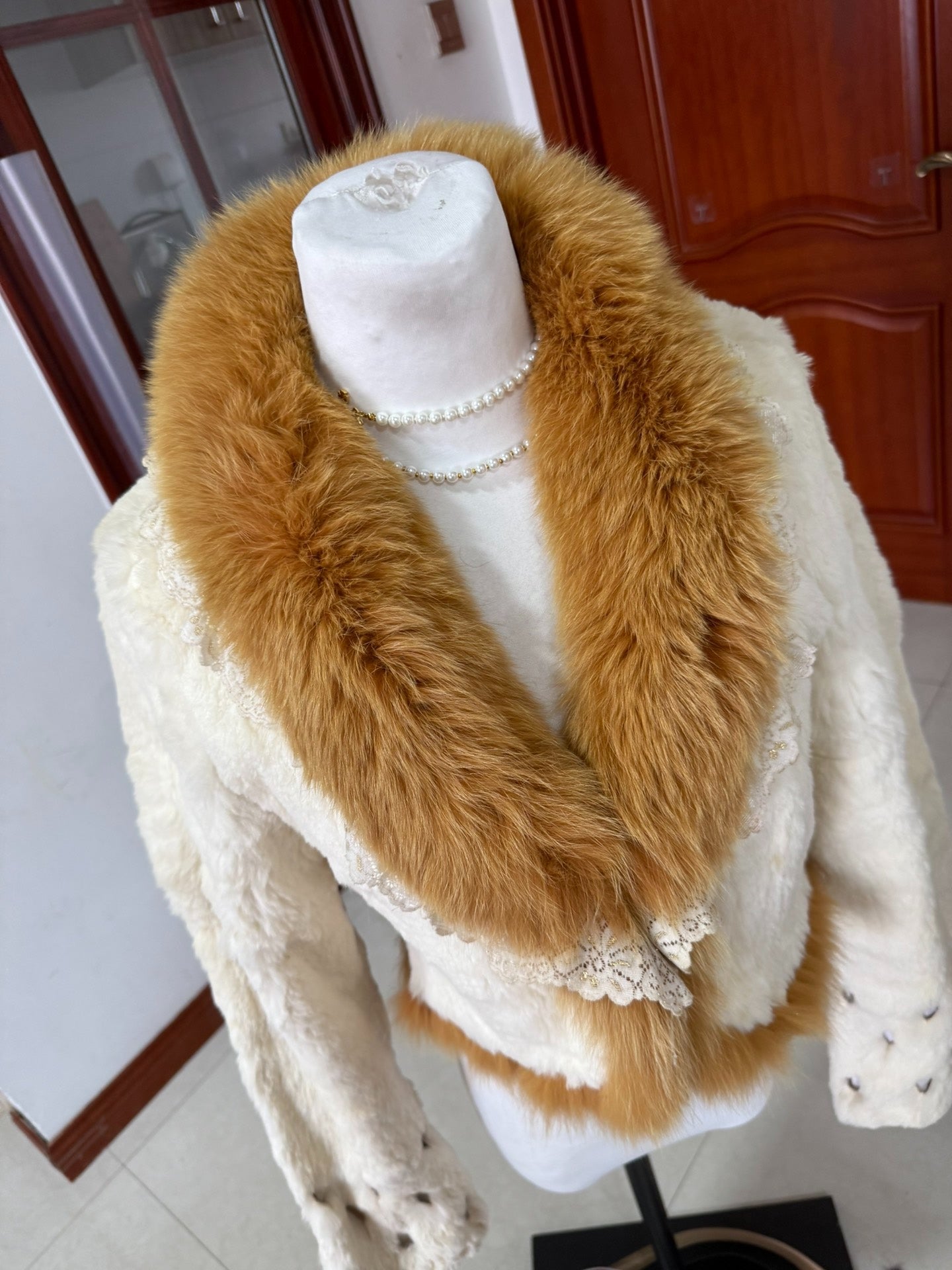 Vintage white rabbit fur coat