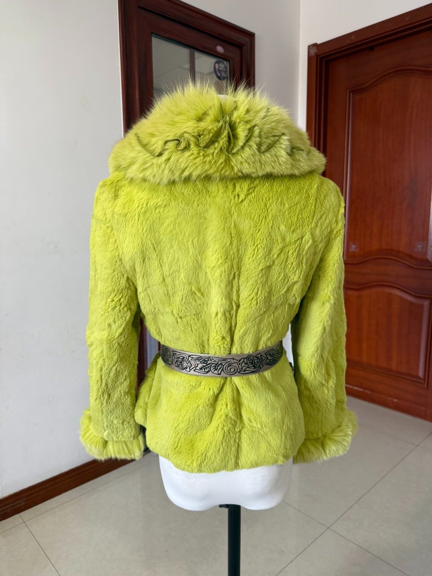 Vintage green rabbit fur coat