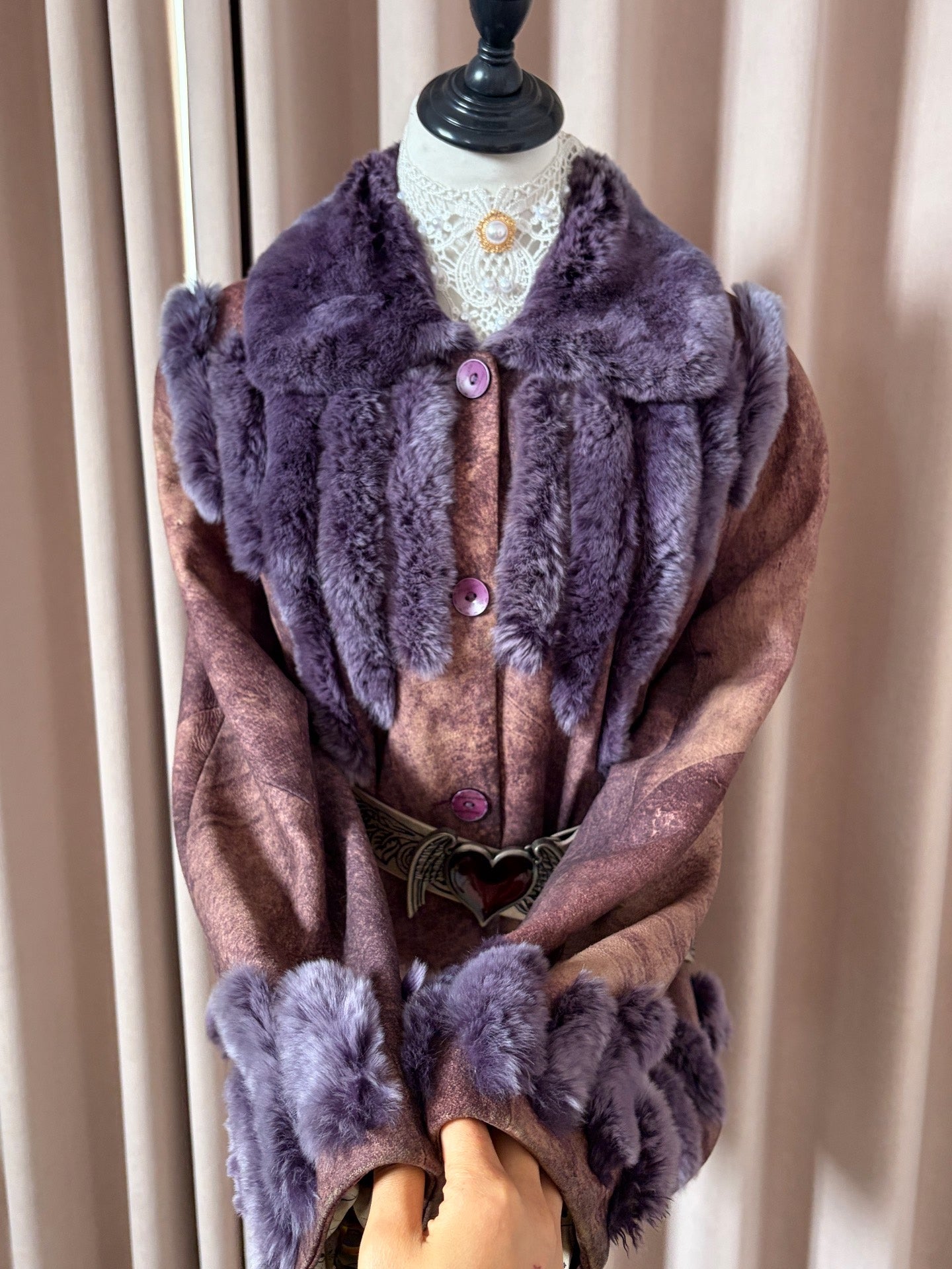 Vintage purple genuine fur coat