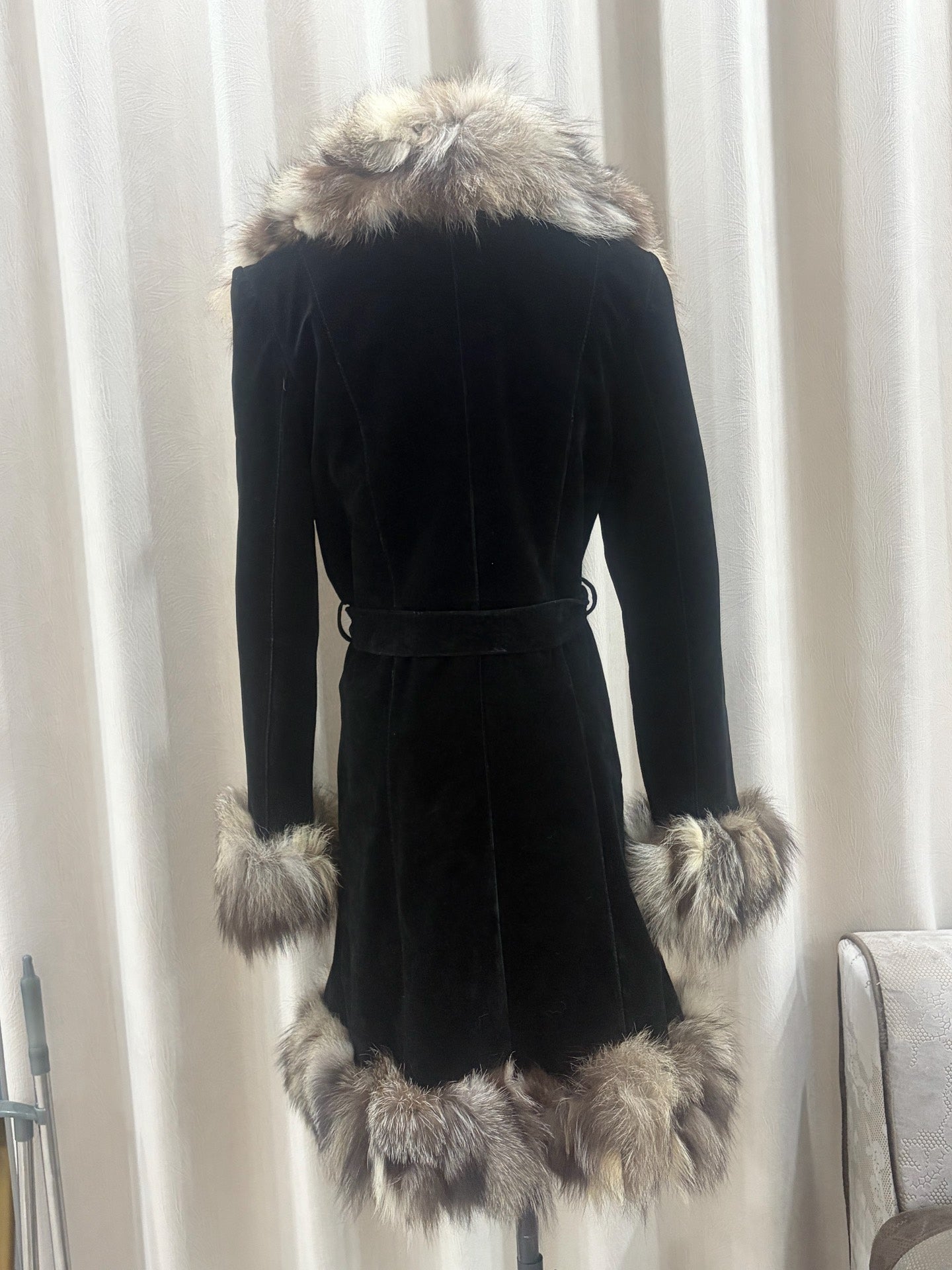 Vintage black genuine fur coat