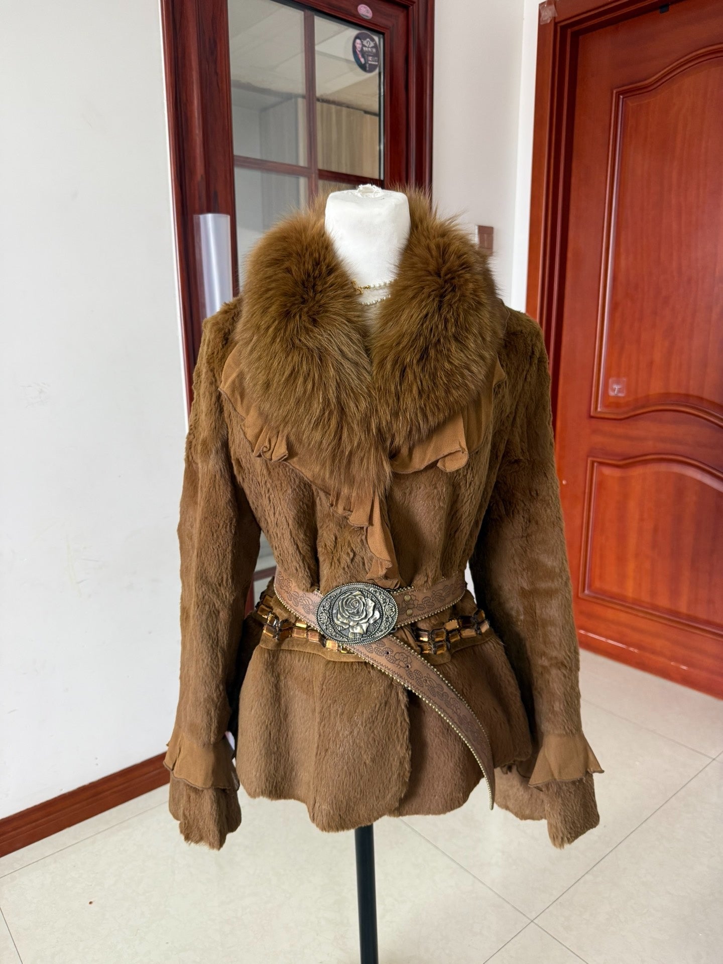 Vintage brown genuine fur coat