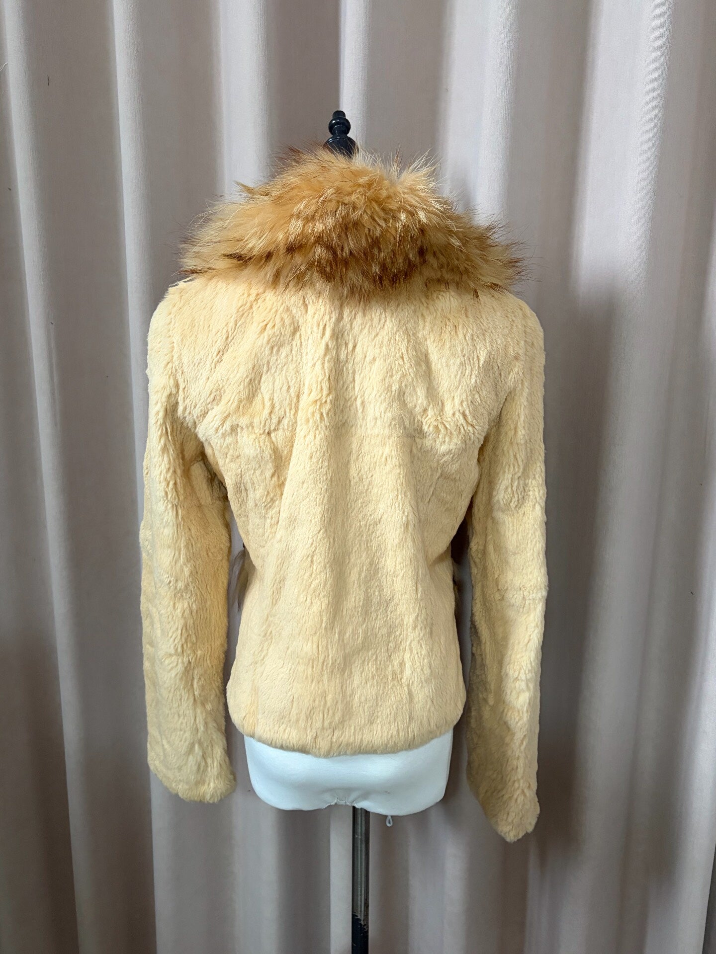 Vintage creamy-yellow genuine fur coat