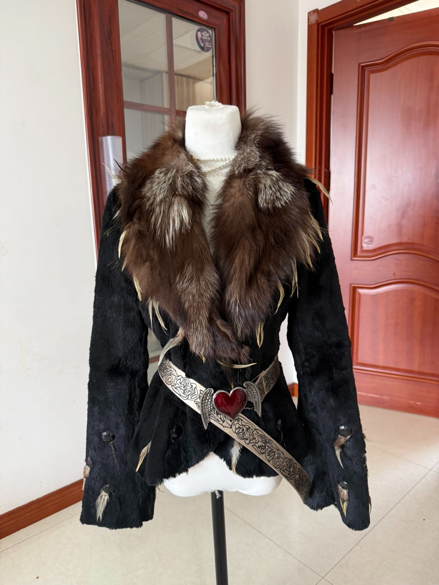 Vintage black genuine fur coat