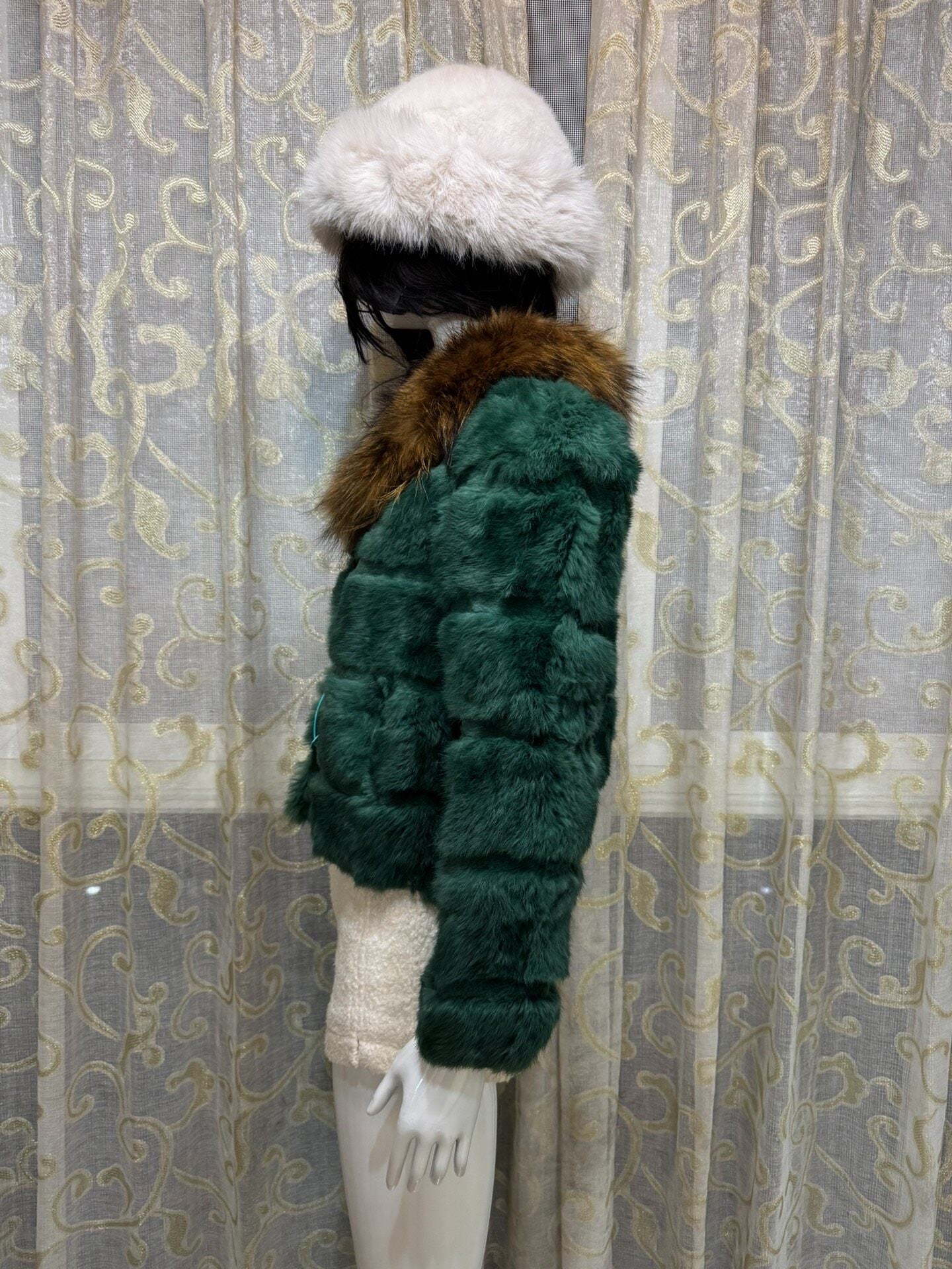 Vintage Dark Green Genuine Fur Coat