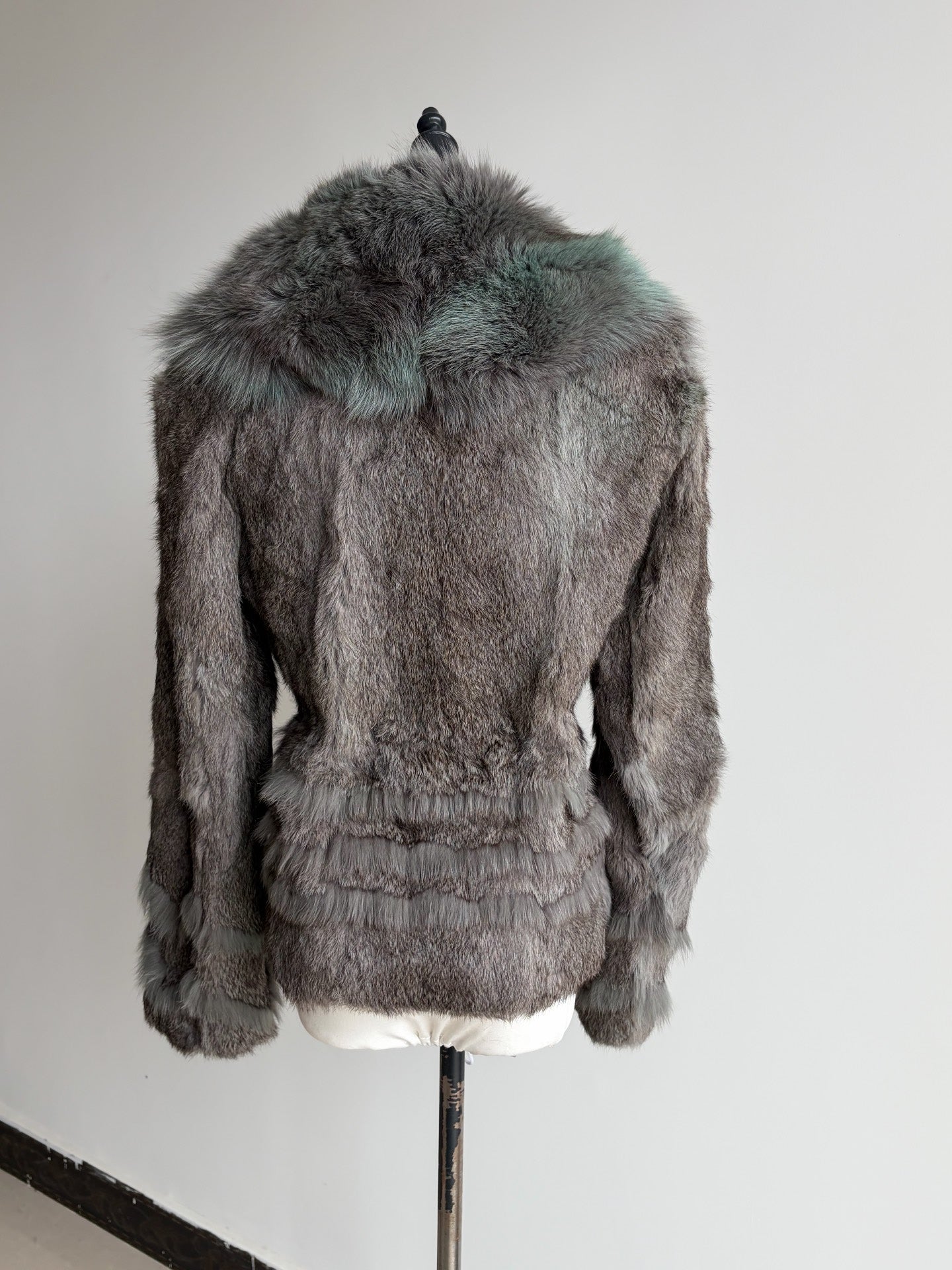 Vintage grey genuine fur coat