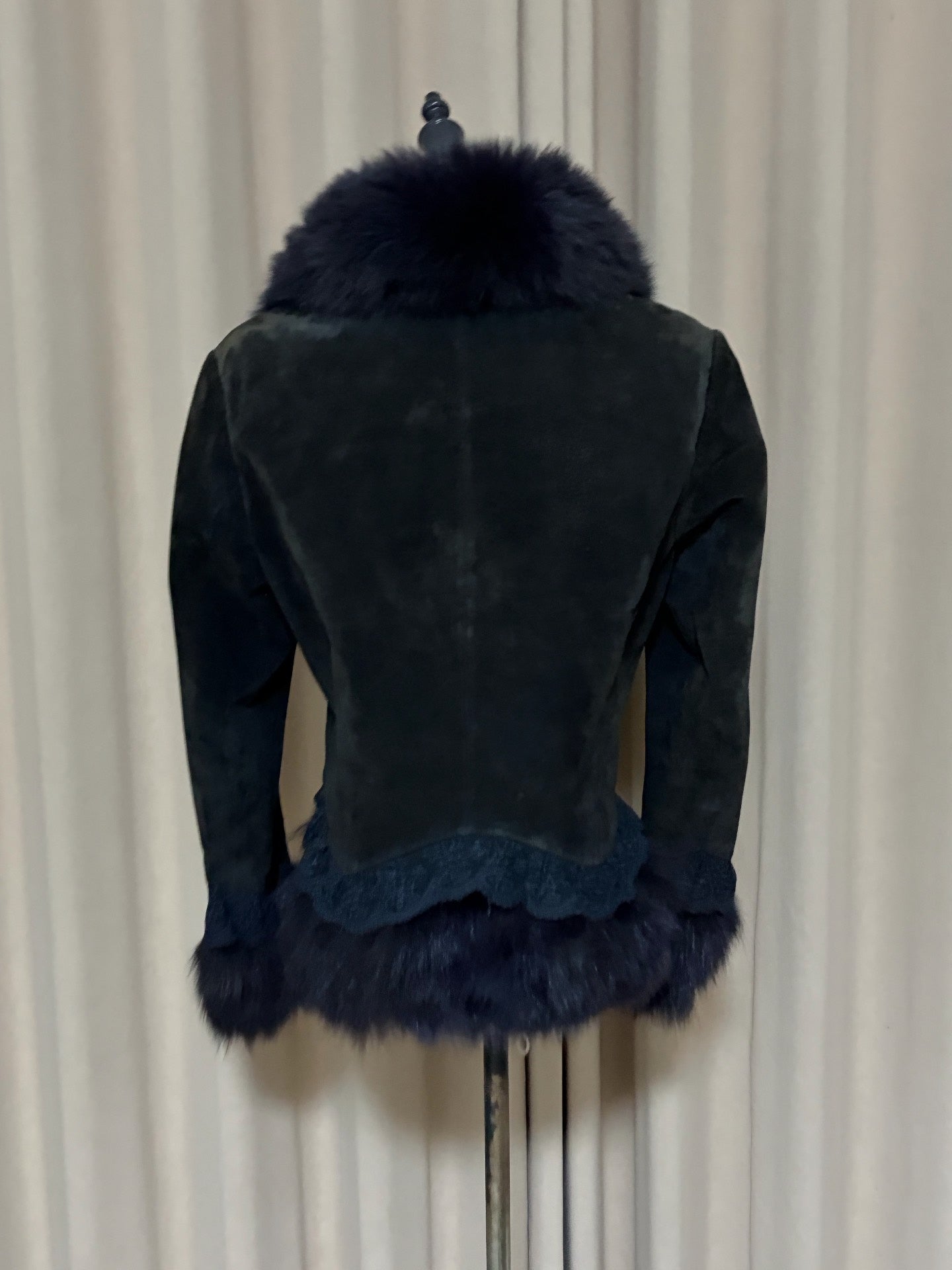 Vintage navy blue genuine fur coat
