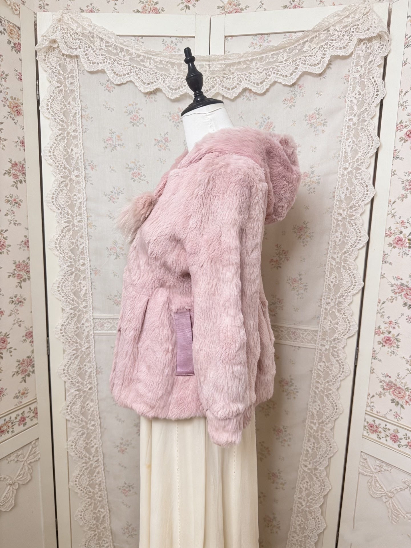 Vintage Pink Genuine Fur Coat